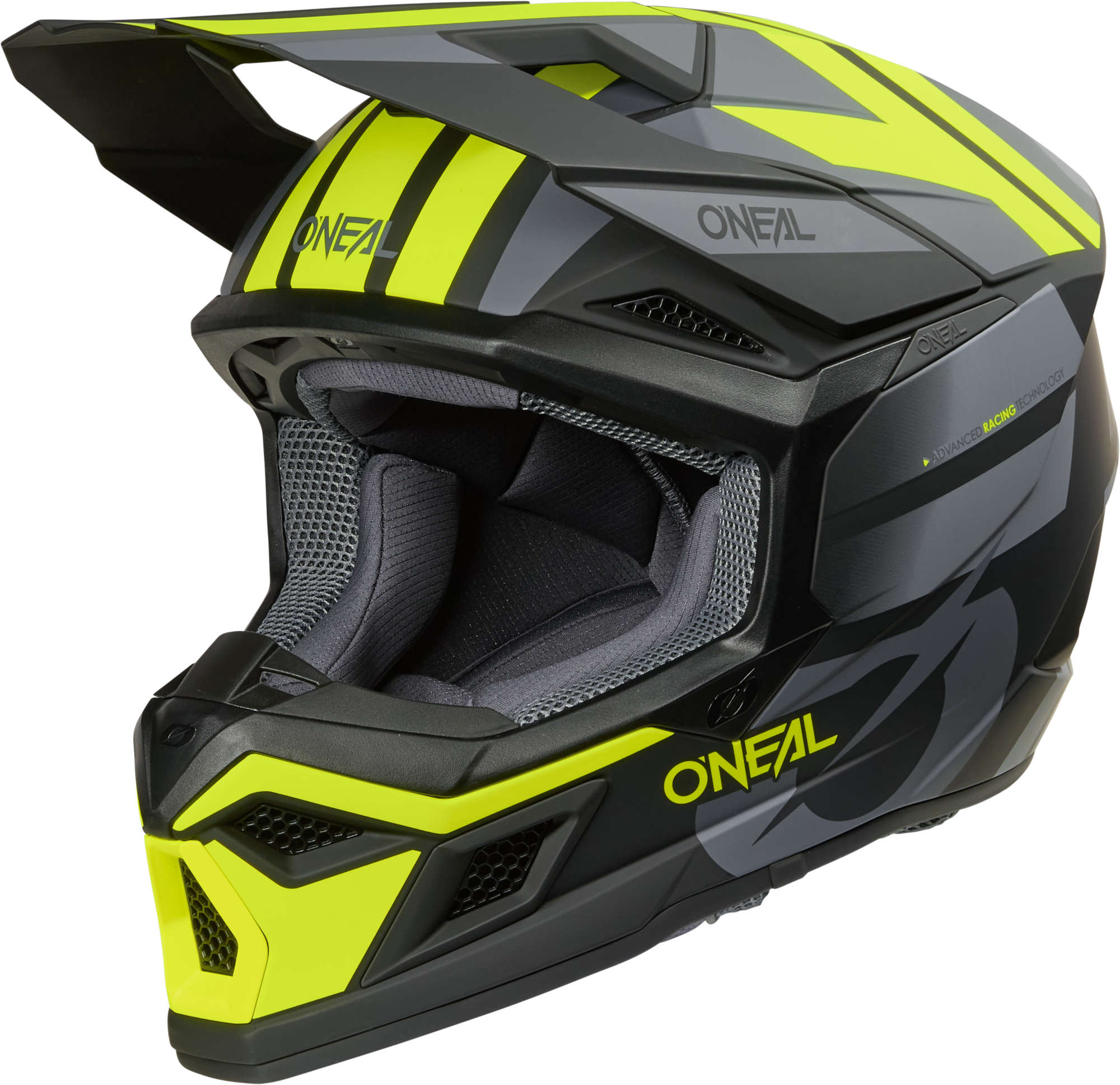 Oneal 3SRS RIDE Motocross Helmet, black-grey-yellow, Size 2XL for Men-image-967121595