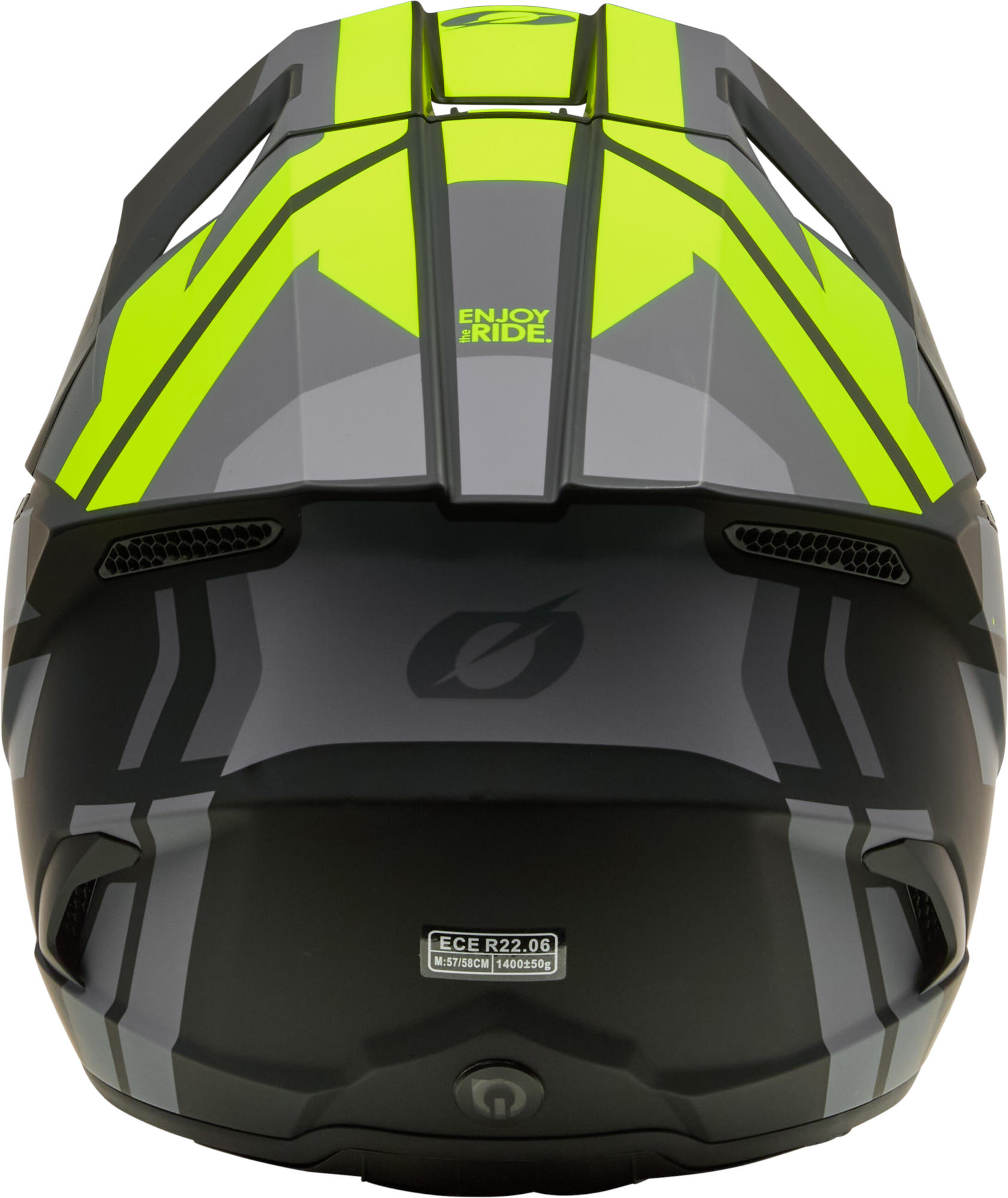 Side view of Oneal 3SRS RIDE Motocross Helmet, black-grey-yellow, Size M for Men