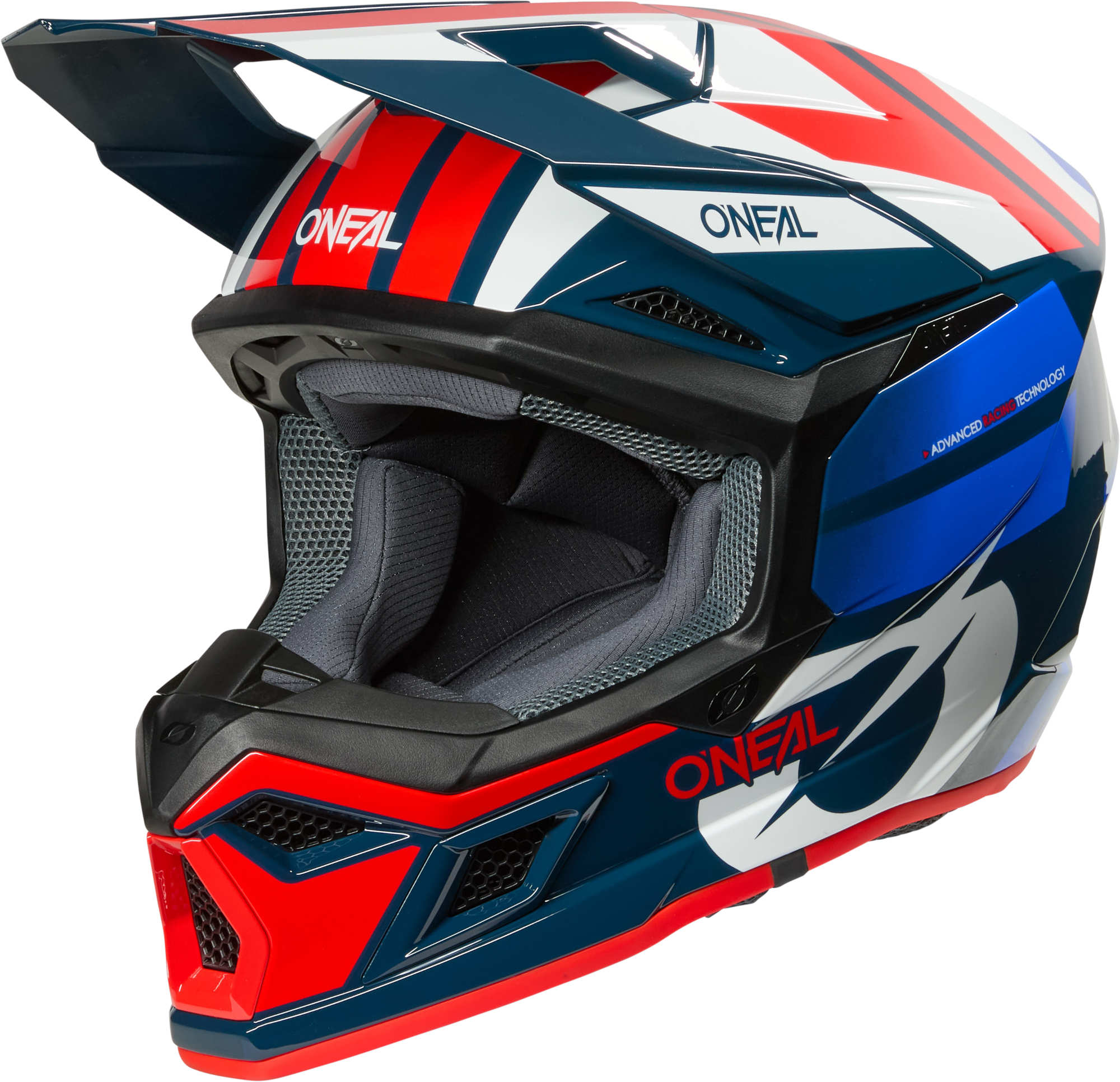 Oneal 3SRS RIDE Motocross Helmet, white-red-blue, Size XS for Men-image-967131665