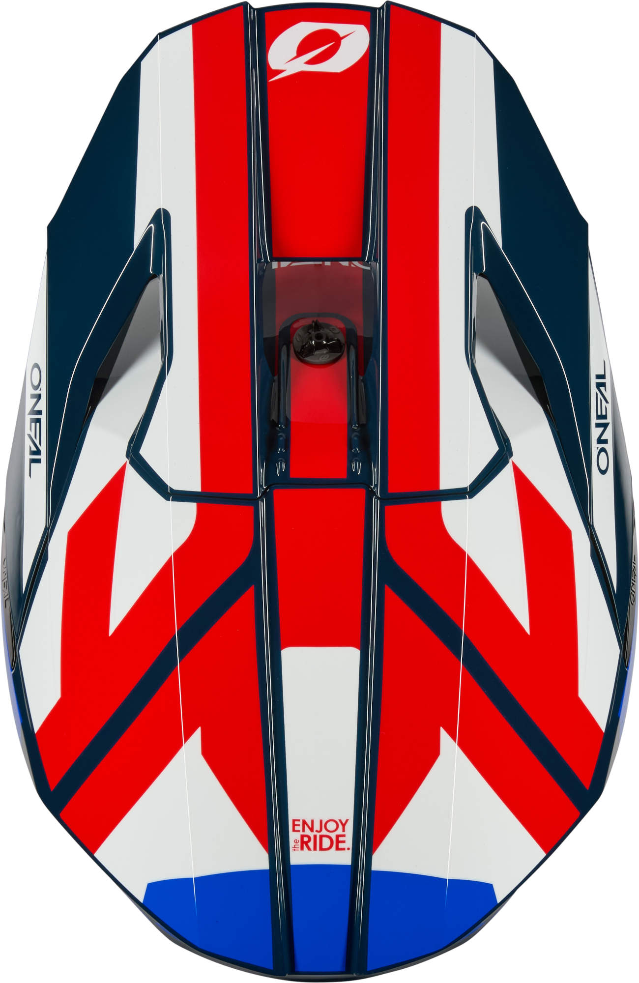 Side view of Oneal 3SRS RIDE Motocross Helmet, white-red-blue, Size 2XL for Men