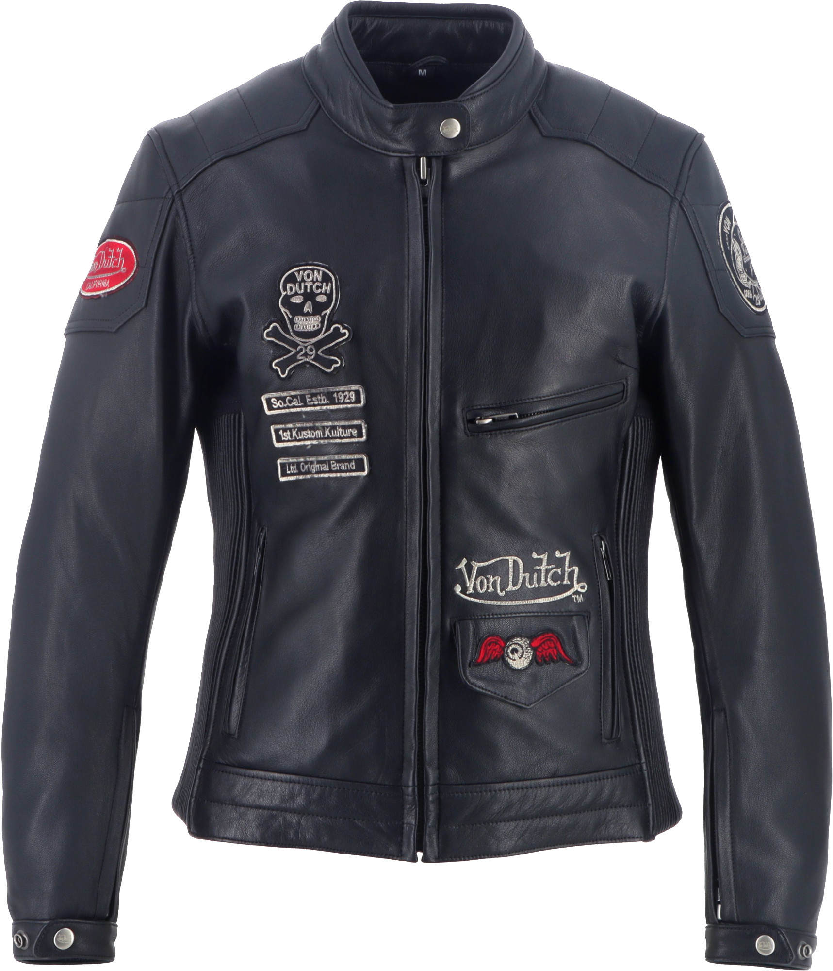 Von Dutch X Helstons Pretty Ladies Motorcycle Leather Jacket, black, Size XL for Women-image-967131751