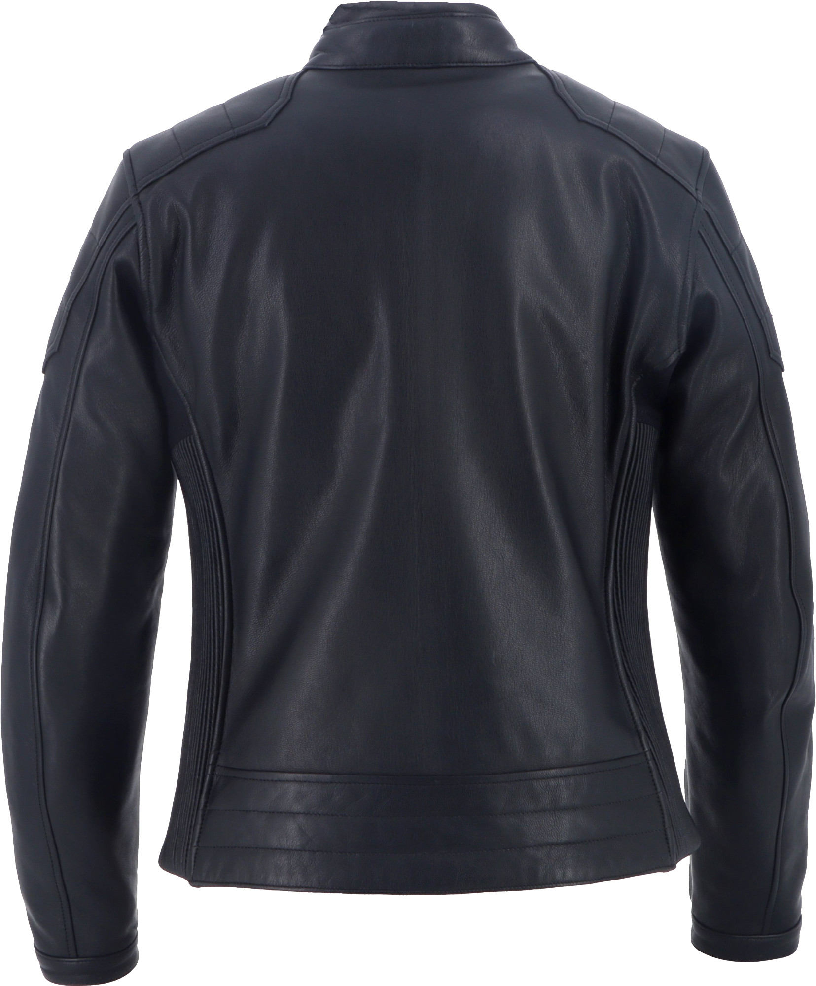 Side view of Von Dutch X Helstons Pretty Ladies Motorcycle Leather Jacket, black, Size L for Women