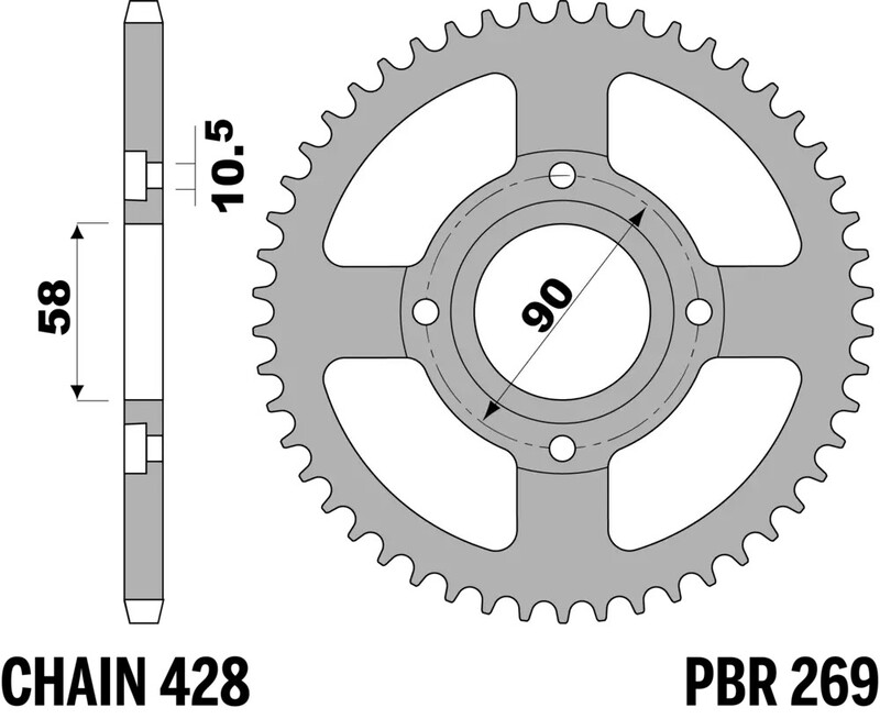 Pbr Rear Sprocket Steel Standard - 428-image