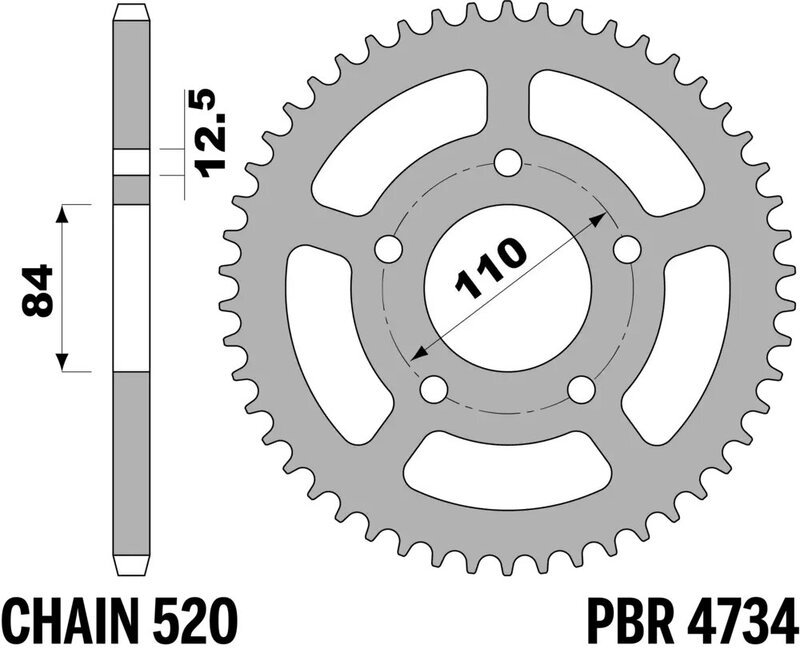 PBR Zębatka tylna Stalowa Standard - 520