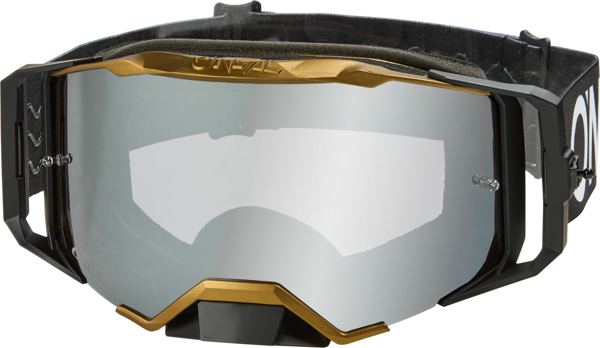 Side view of Oneal B-33 HEXA Radium Motocross Goggles, black-gold for Men