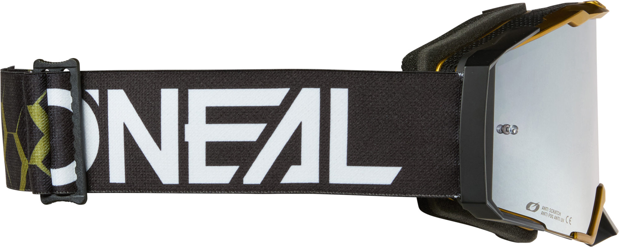 Side view of Oneal B-33 HEXA Radium Motocross Goggles, black-gold for Men