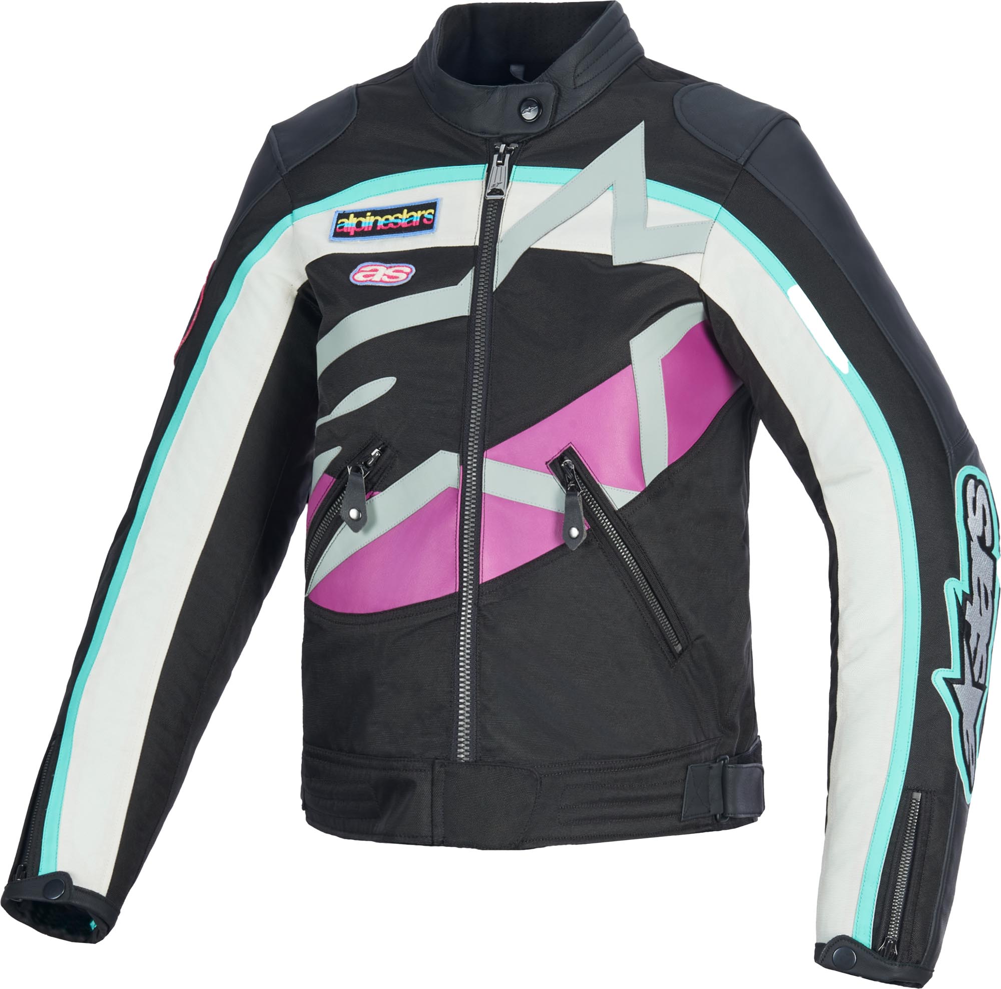 Alpinestars Idles Waterrepellent Ladies Motorcycle Textile Jacket, Black-White-Purple, Size Xs For Men