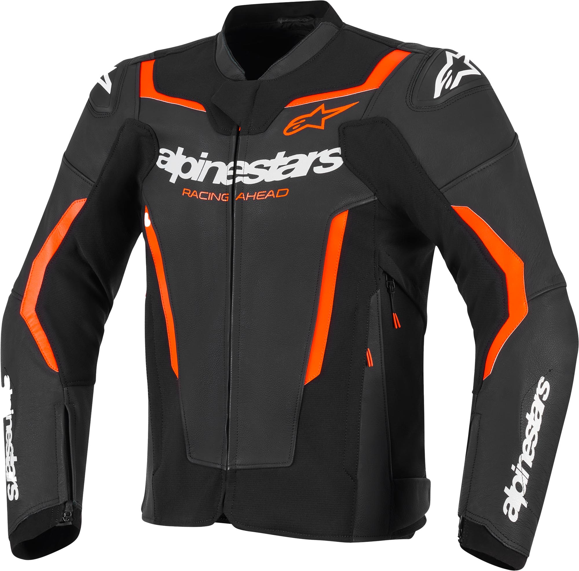 Alpinestars GP Force V2 Мотоциклетная кожаная куртка Черный/неоново-красный 58 