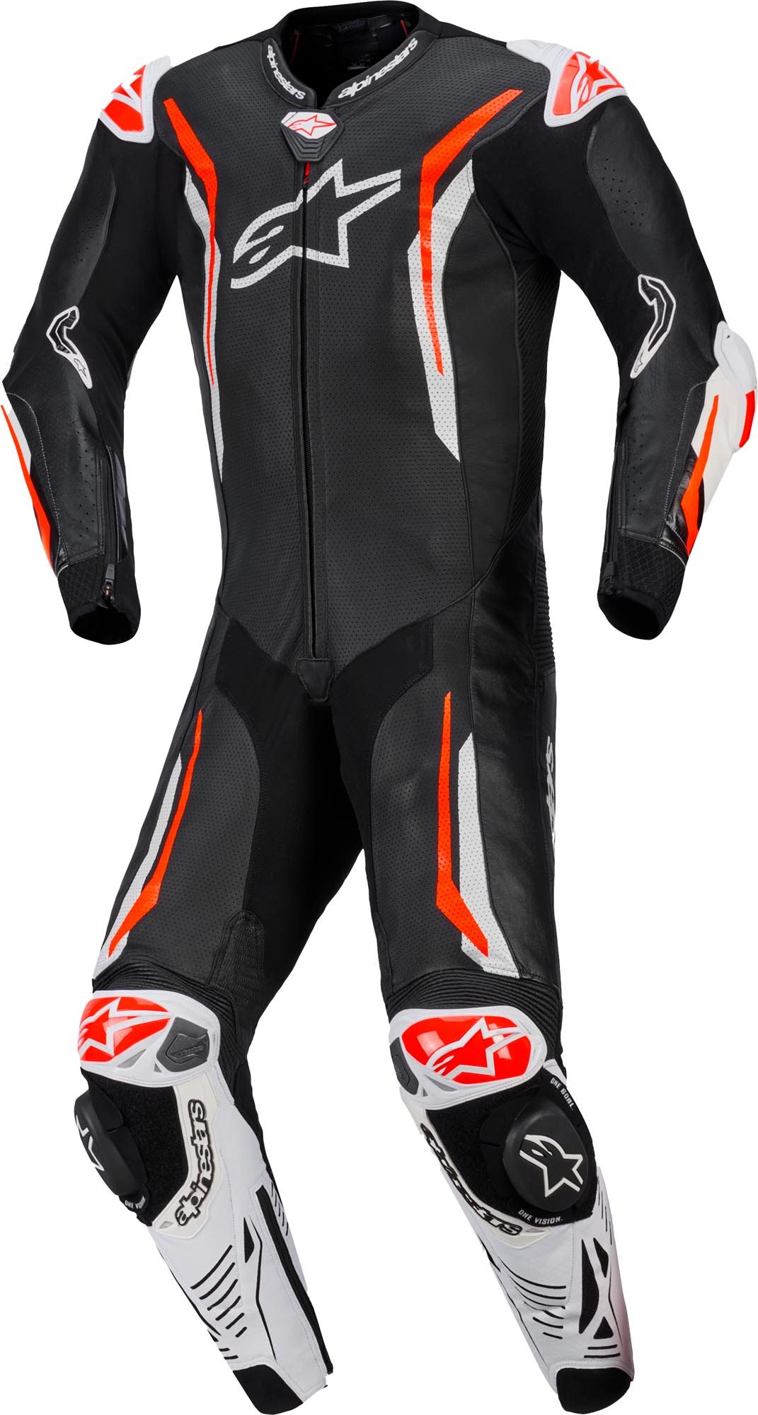 Alpinestars GP Tech V5 перфорированный мотоциклетный кожаный костюм из 1 предмета Черный/белый/неоновый красный 58 