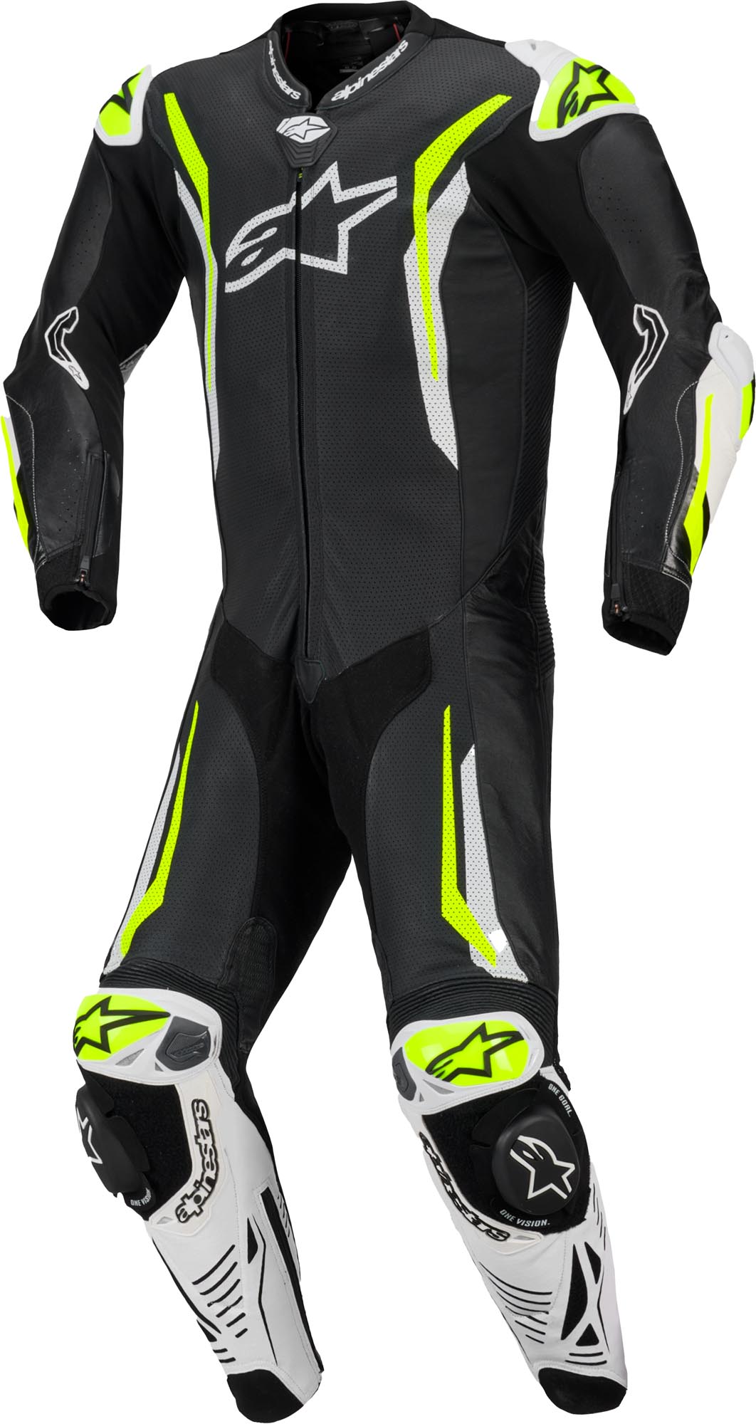 Alpinestars GP Tech V5 перфорированный мотоциклетный кожаный костюм из 1 предмета Черный/белый/неоновый желтый 54 