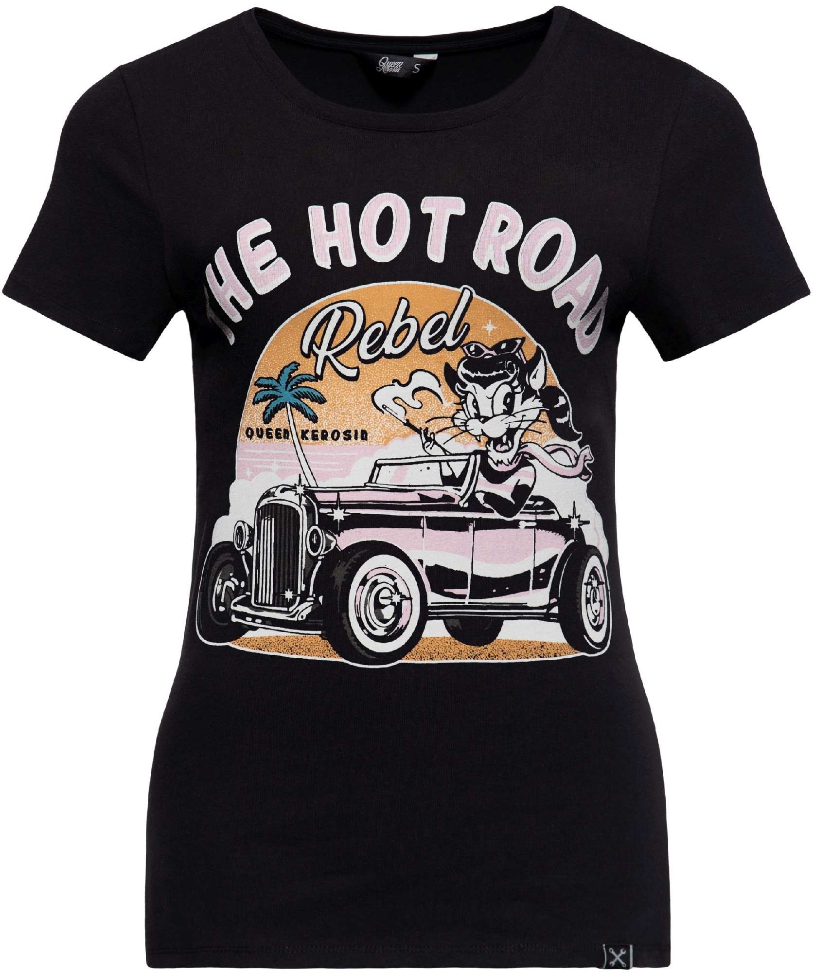 Queen Kerosin The Hot Road Rebel T-Shirt Femme, noir, taille S pour Femmes