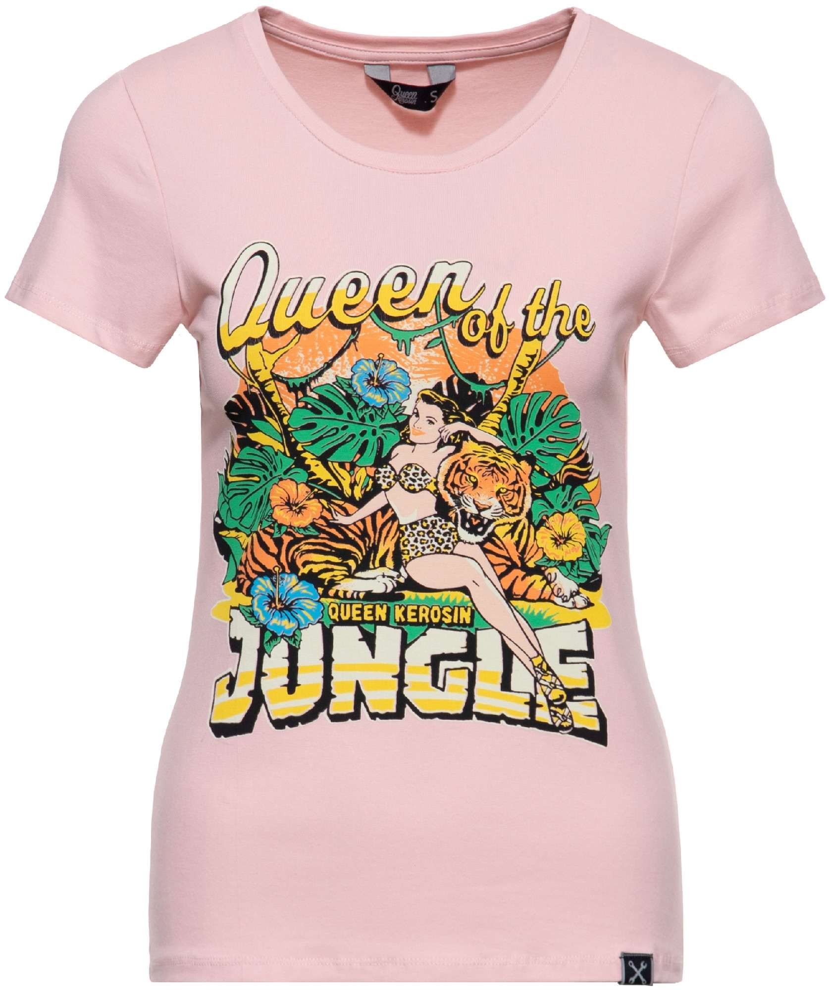Queen Kerosin Queen Of The Jungle T-Shirt Femme, rose, taille 3XL pour Femmes