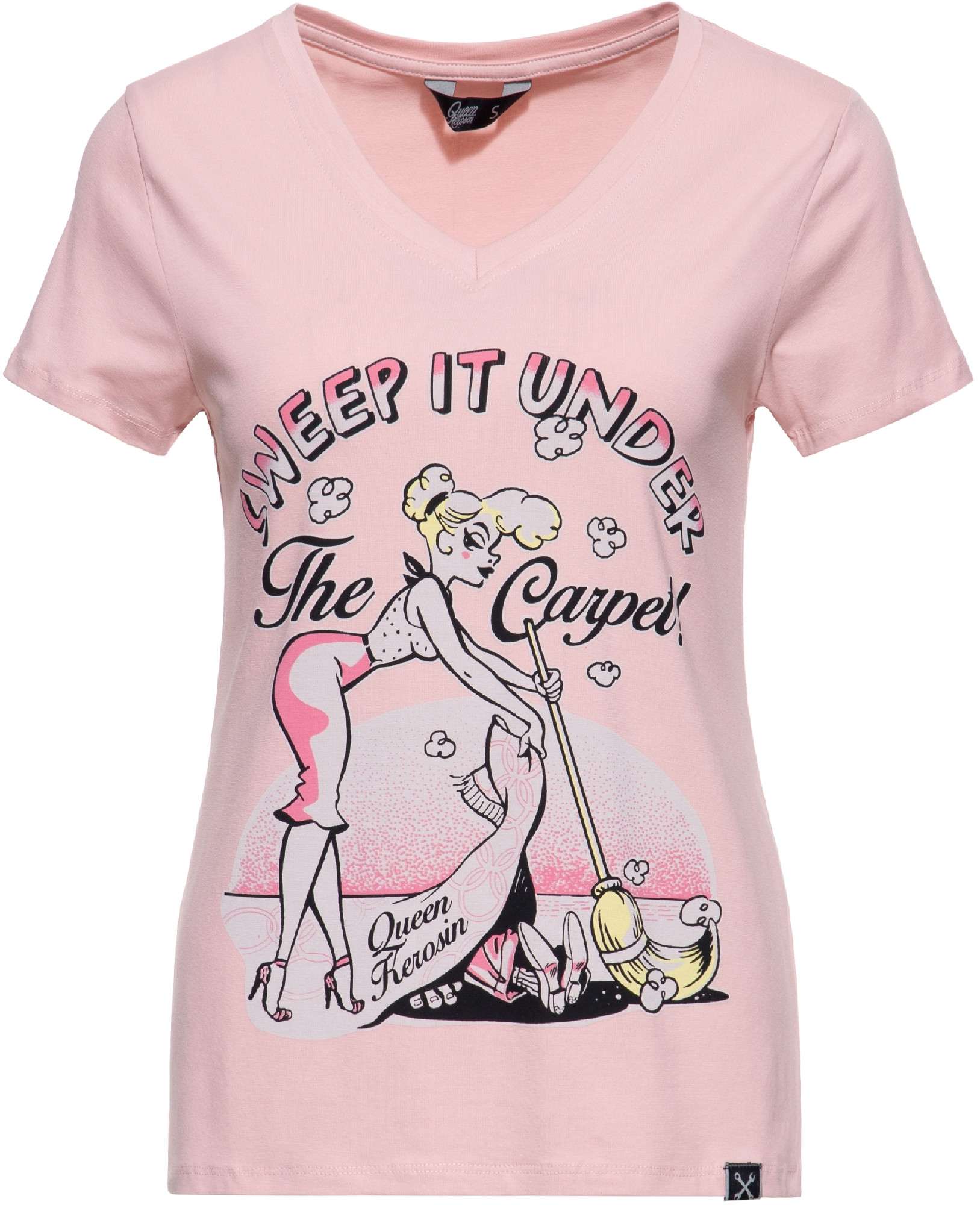 Queen Kerosin Sweep It Under The Carpet T-Shirt Femme, rose, taille M pour Femmes