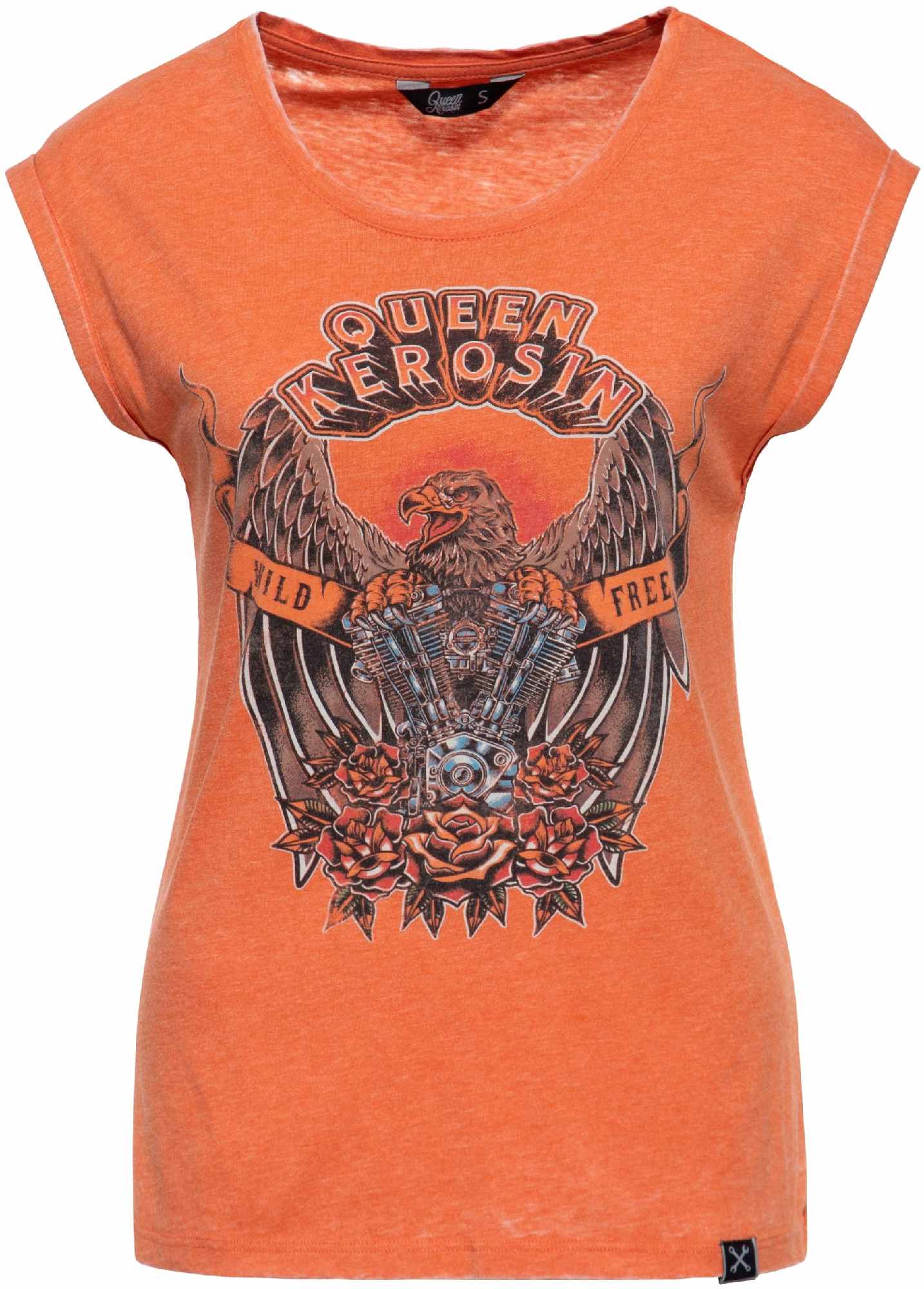 Queen Kerosin Wild & Free T-Shirt Femme, orange, taille XL pour Femmes