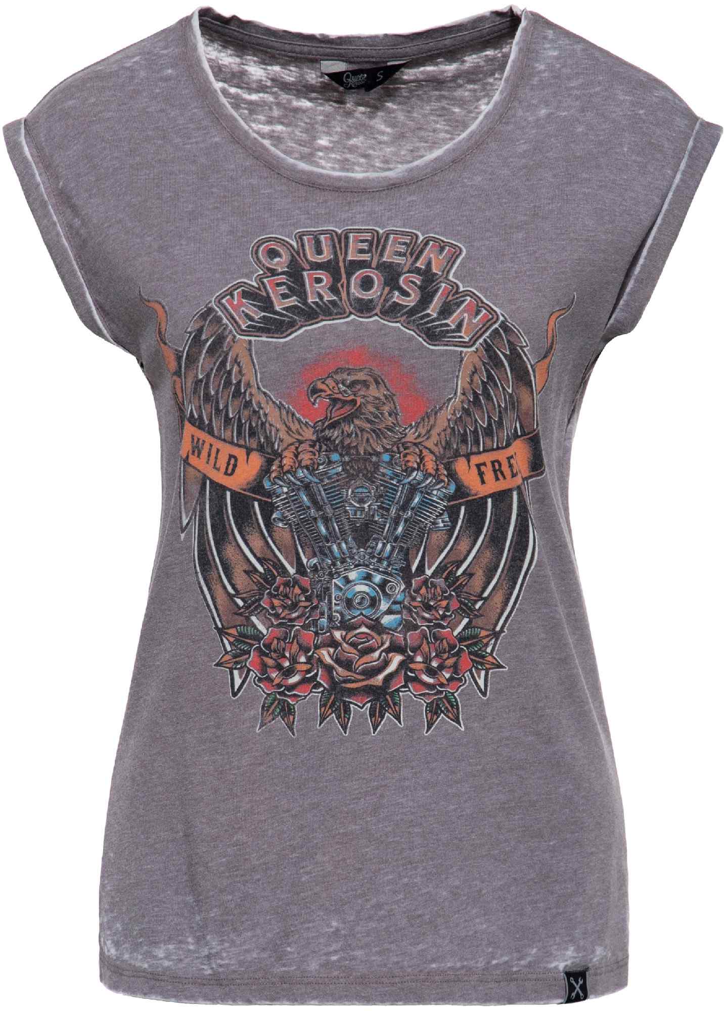 Queen Kerosin Wild & Free T-Shirt Femme, gris, taille XL pour Femmes