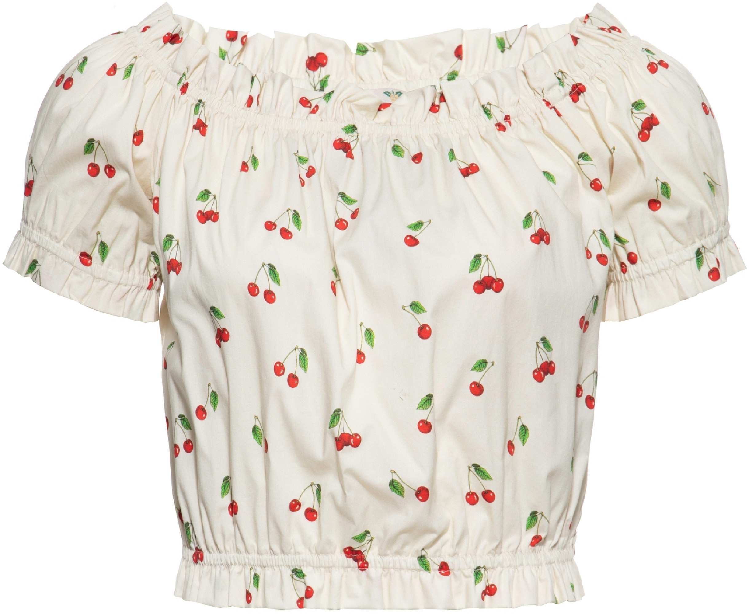 Queen Kerosin Cherry Damen Bluse, weiss-rot, Größe XL