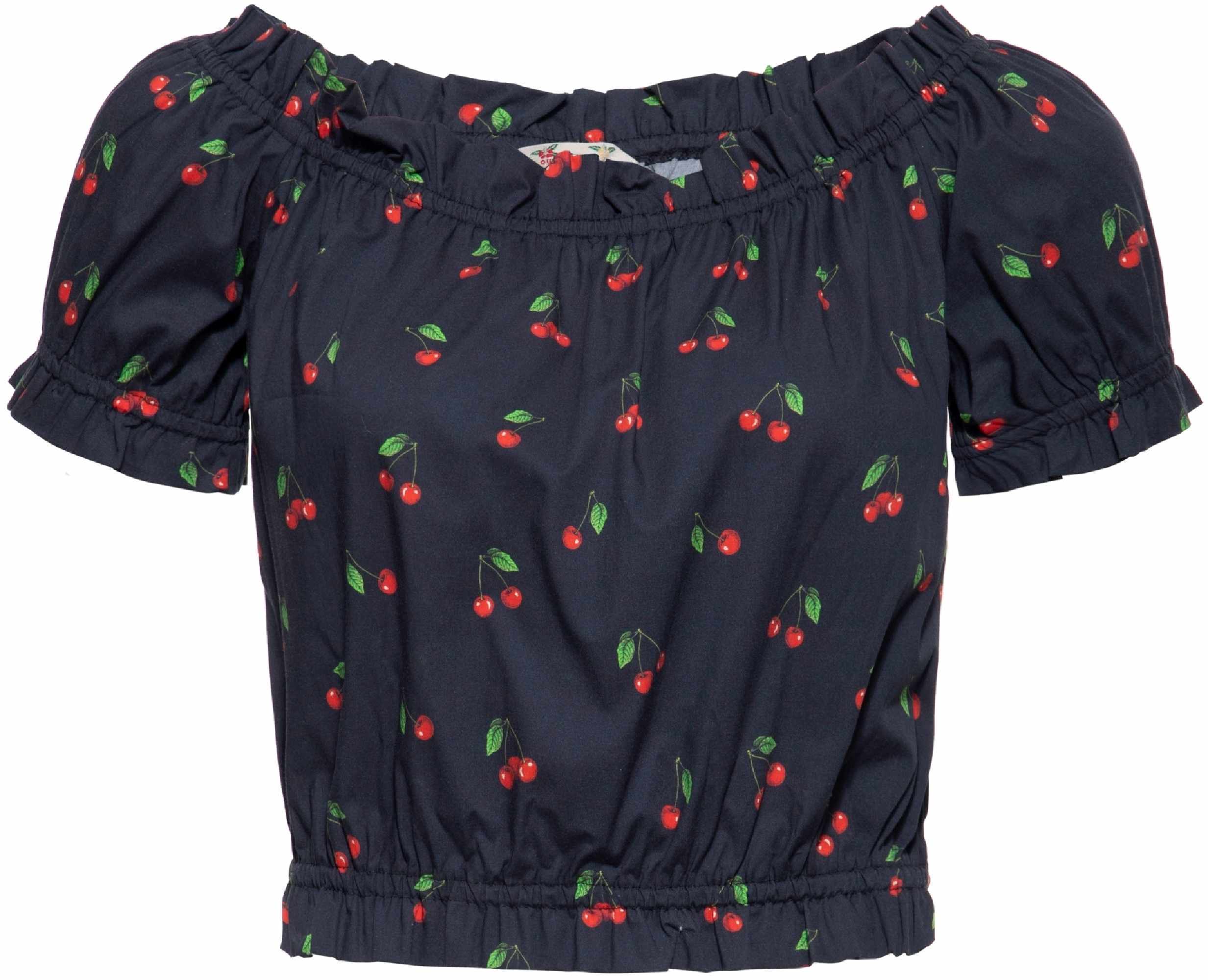 Queen Kerosin Cherry Damen Bluse, schwarz-rot, Größe L