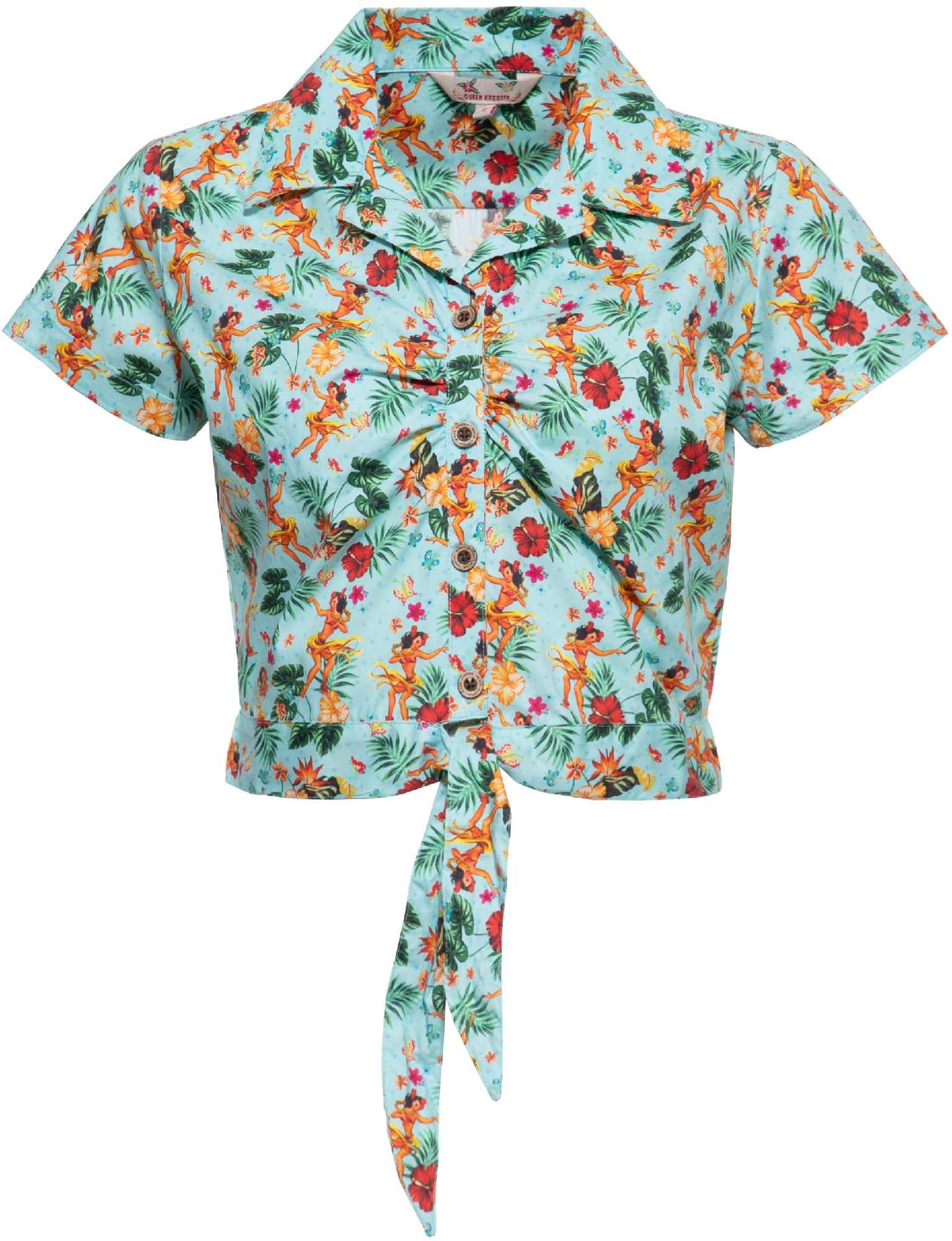 Queen Kerosin Hula Girls Damen Bluse, Größe XL