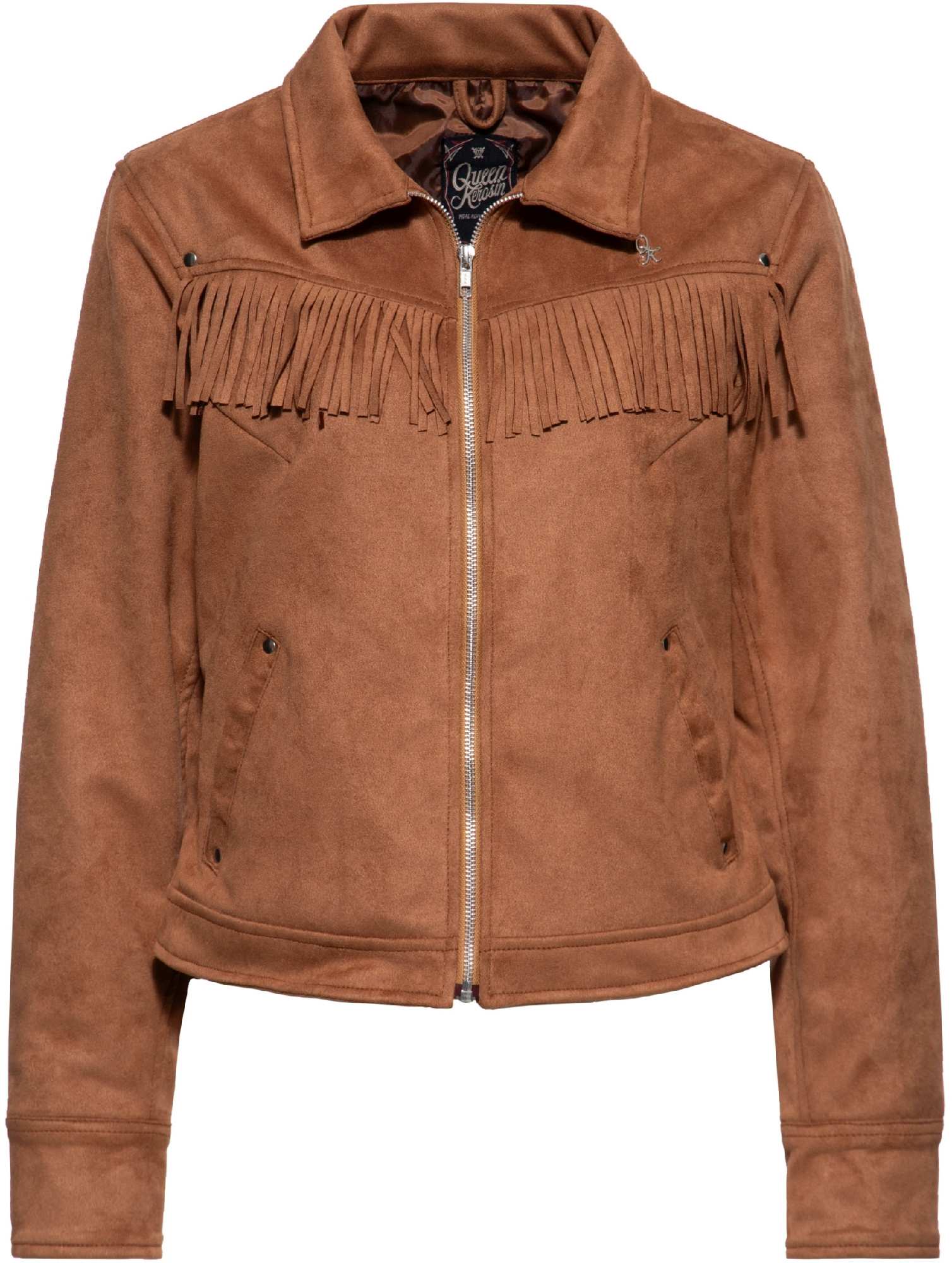 Queen Kerosin Western Ladies Jacket, brown, Size M for Women-image-943225651
