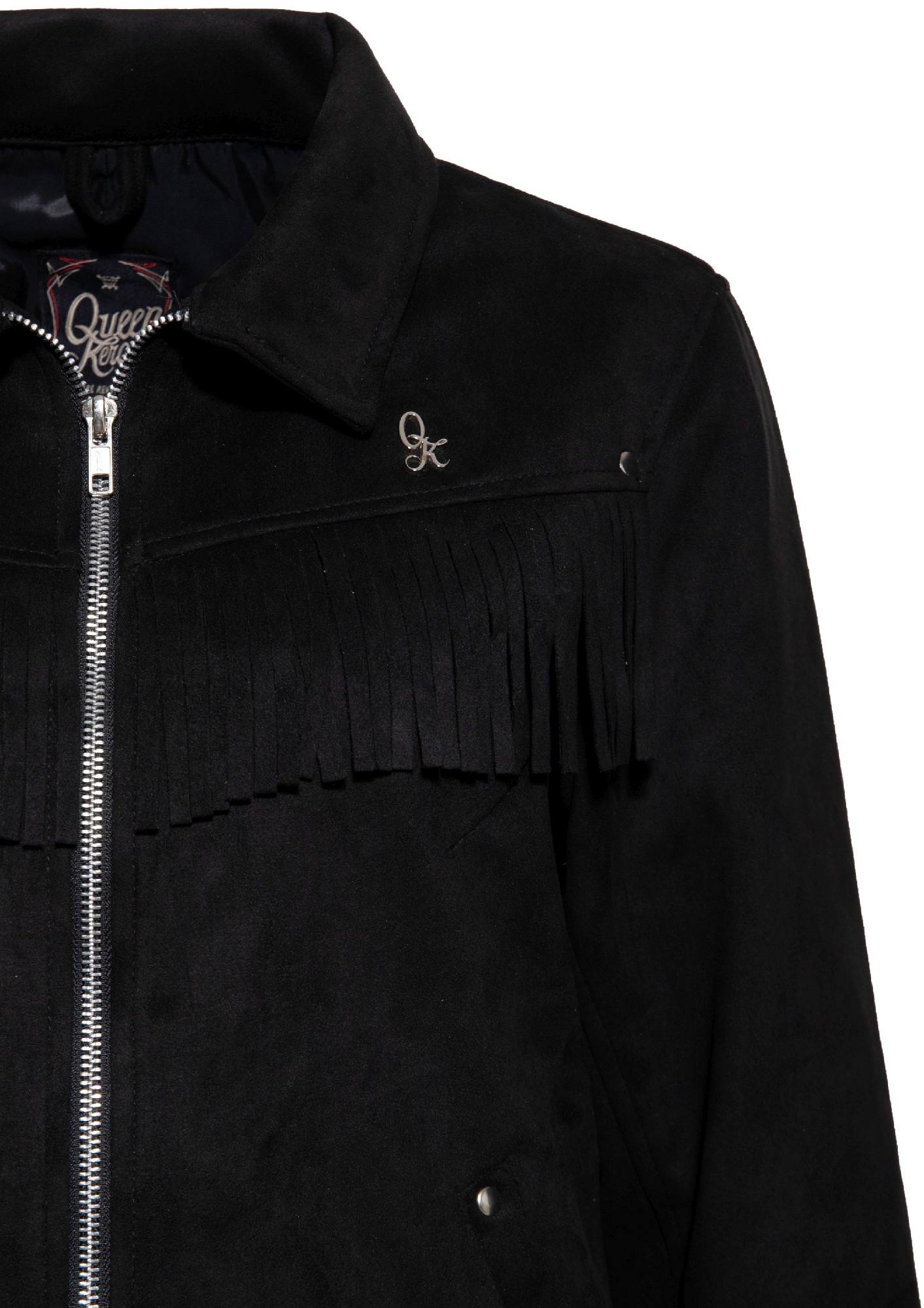 Side view of Queen Kerosin Western Ladies Jacket, black, Size M for Women