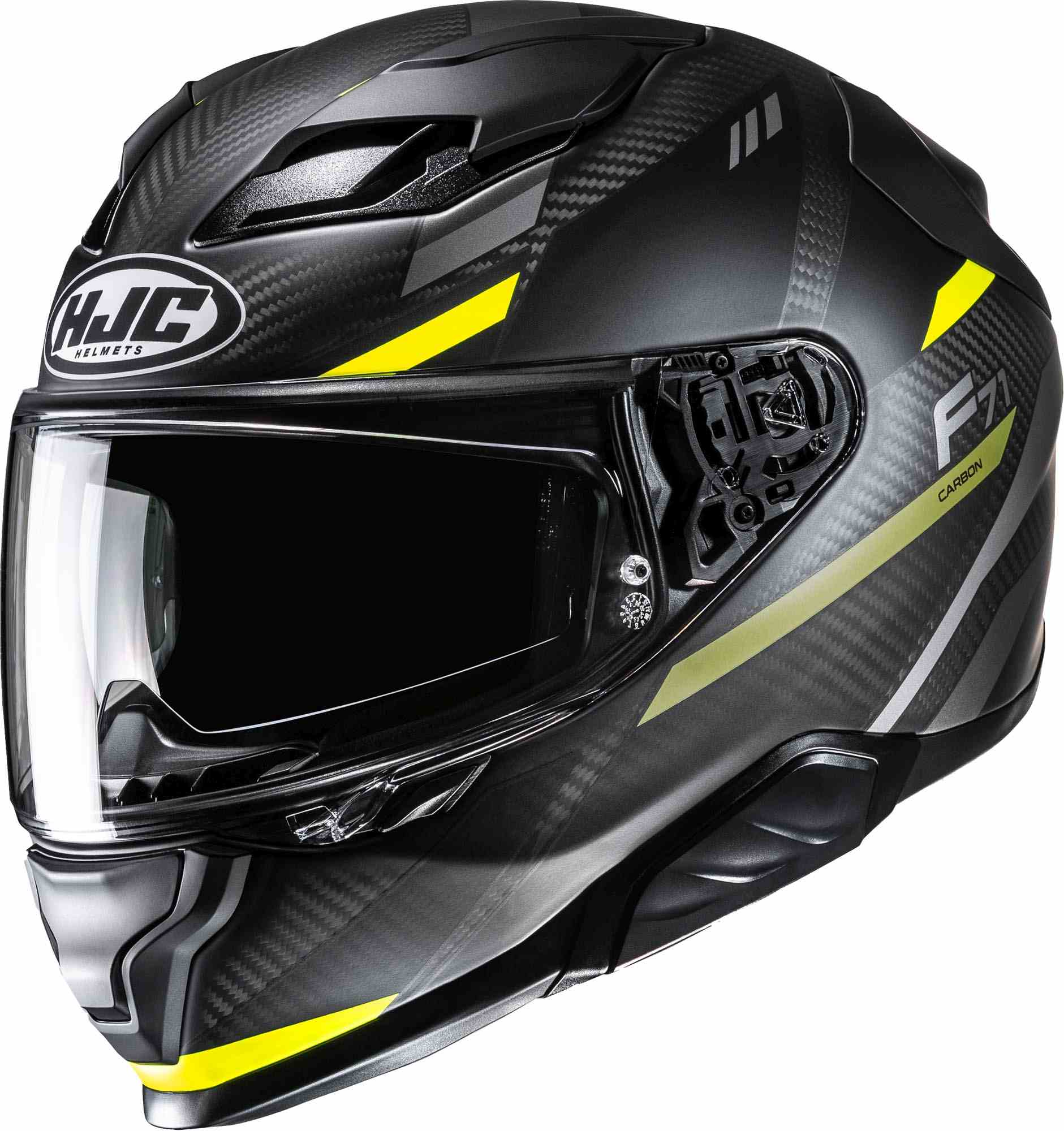 Hjc Men's Black Yellow F71 Carbon Esira Helmet, Black-Yellow, Size Xs For