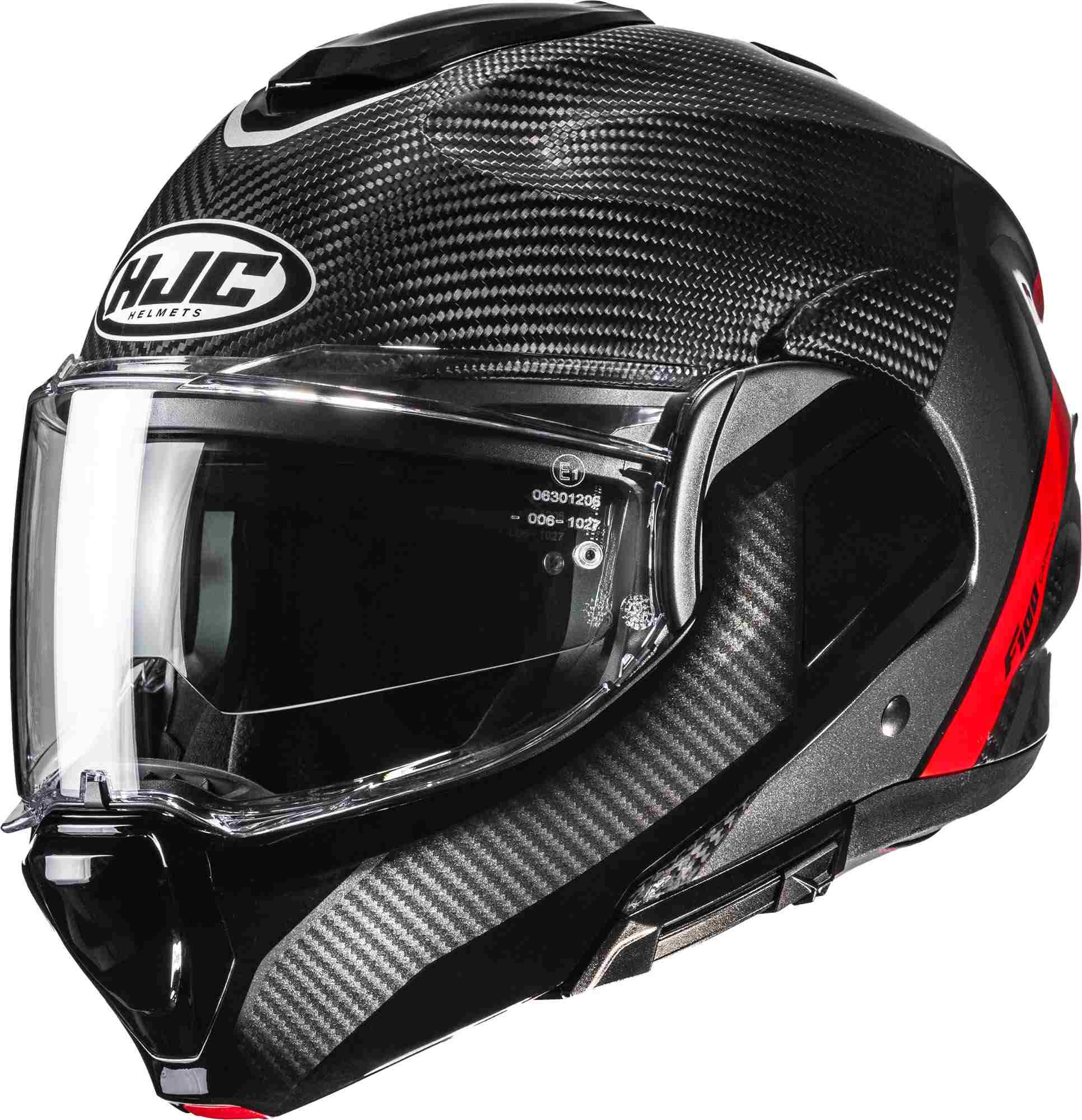 Hjc Men's Black Red F100 Carbon Stan Helmet, Black-Red, Size Xl For