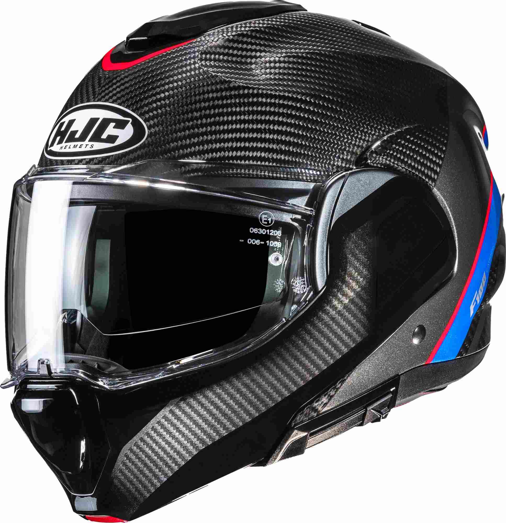 Hjc Men's Black Red Blue F100 Carbon Stan Helmet, Black-Red-Blue, Size M For