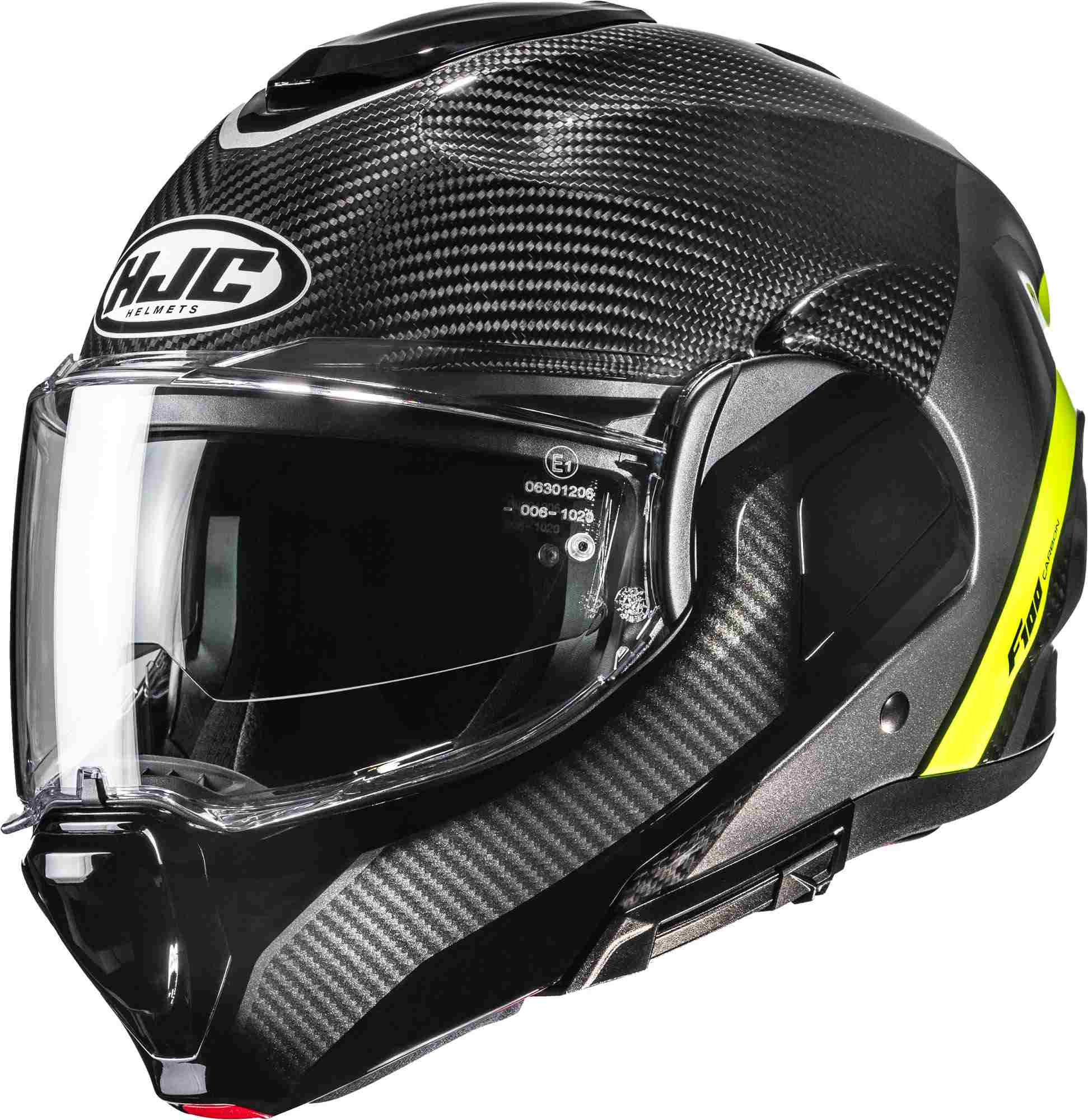 Hjc Men's Black Yellow F100 Carbon Stan Helmet, Black-Yellow, Size Xl For