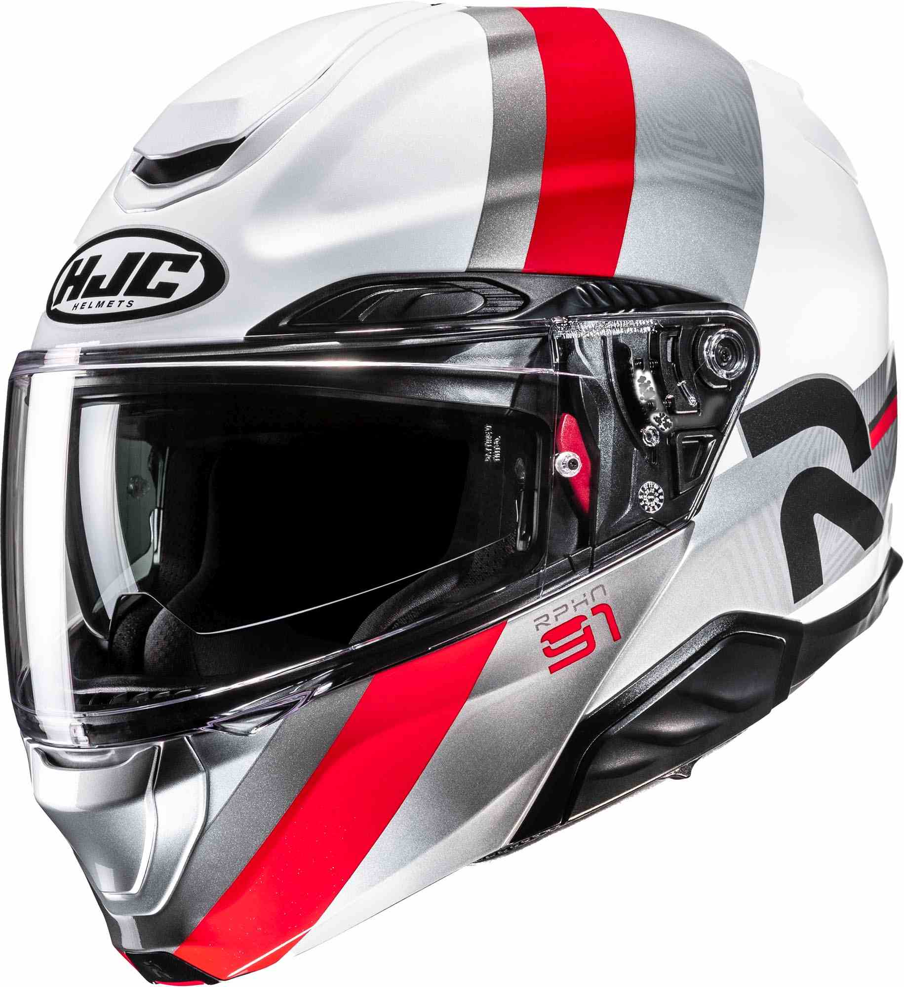 Hjc Men's White Red Silver Rpha 91 Fensh Helmet, White-Red-Silver, Size Xl For