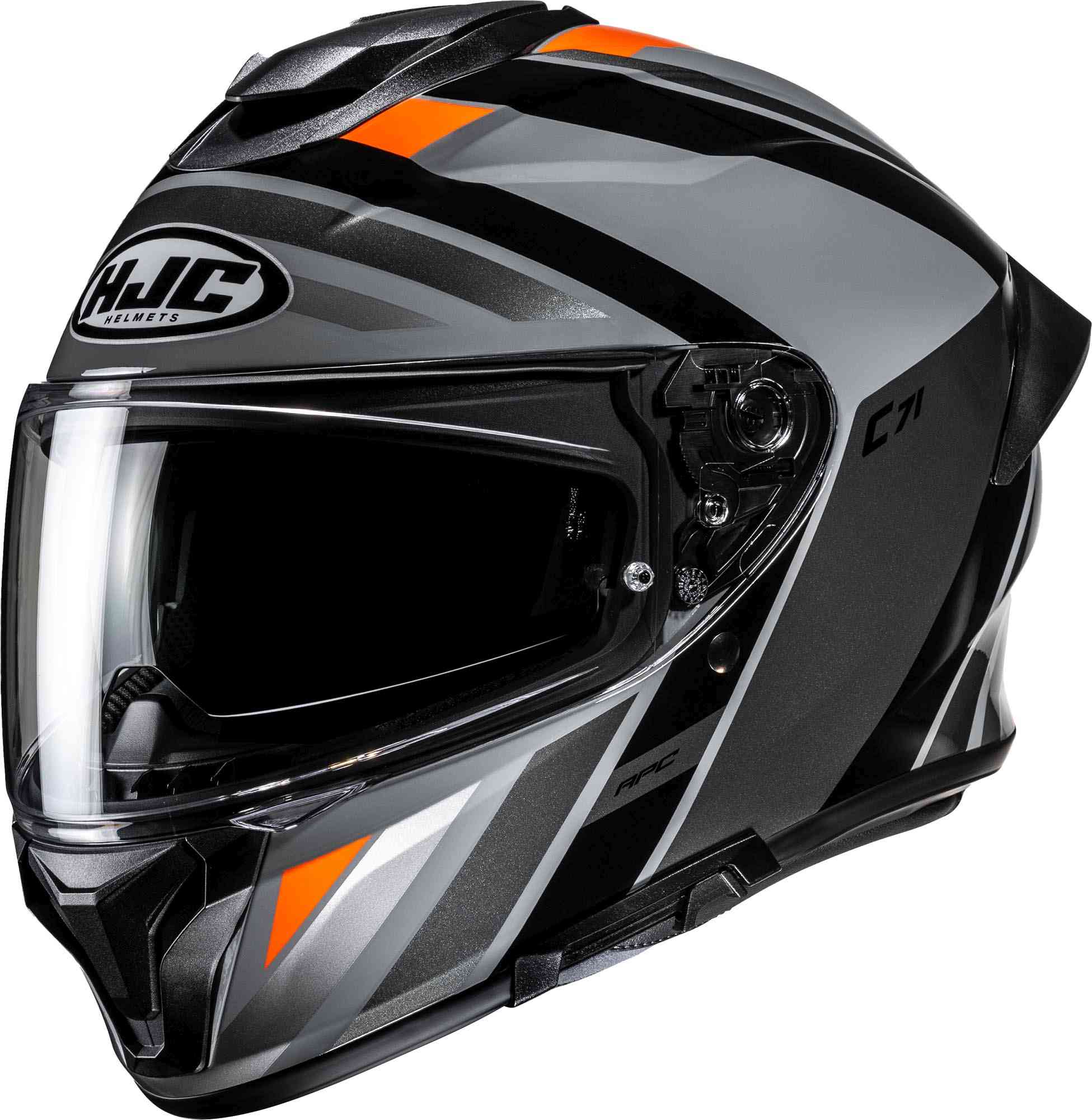 Hjc Men's Black Grey Orange C71 Faber Helmet, Black-Grey-Orange, Size M For