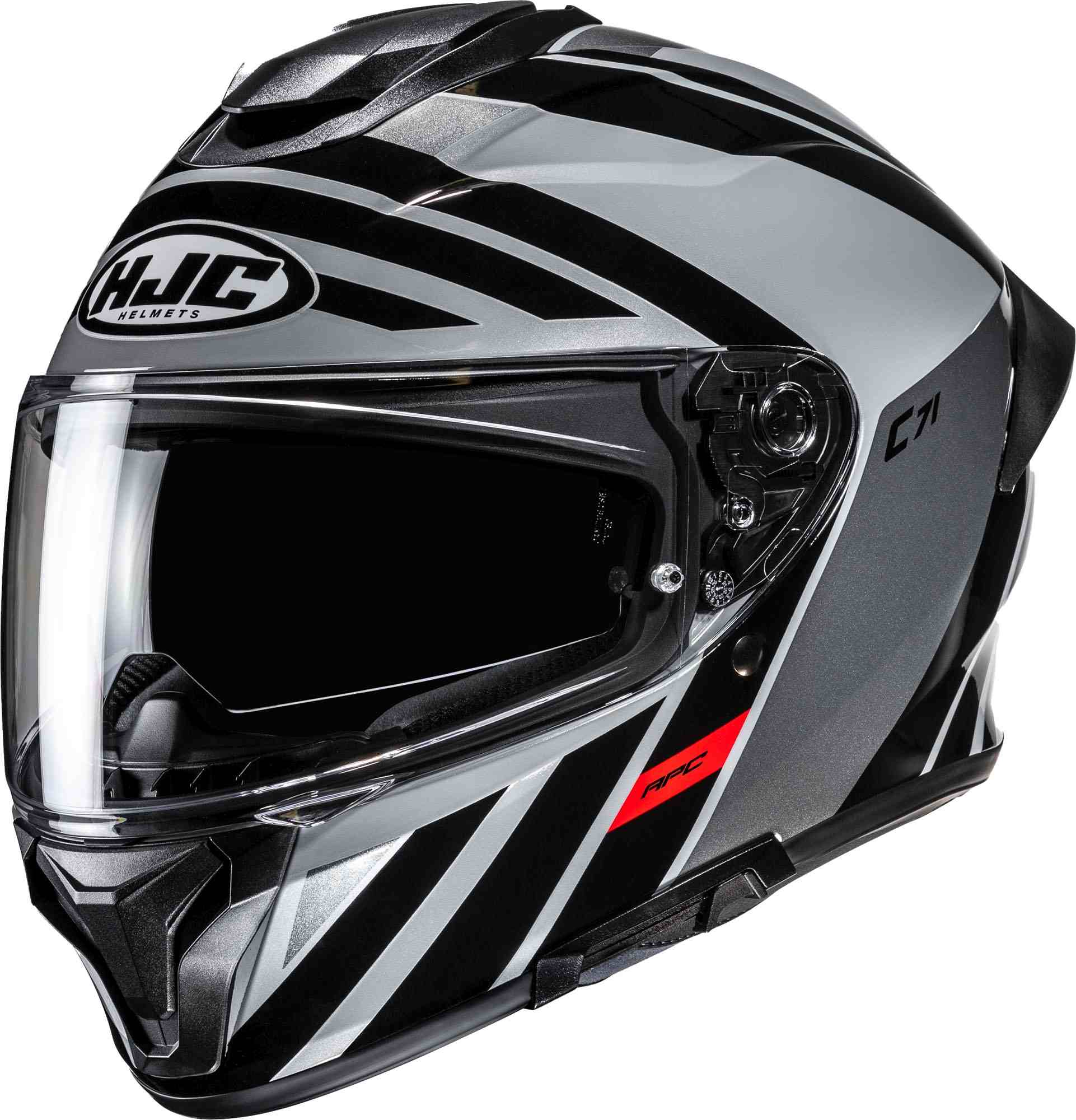 Hjc Men's Black Grey Red C71 Faber Helmet, Black-Grey-Red, Size Xs 54 55 For