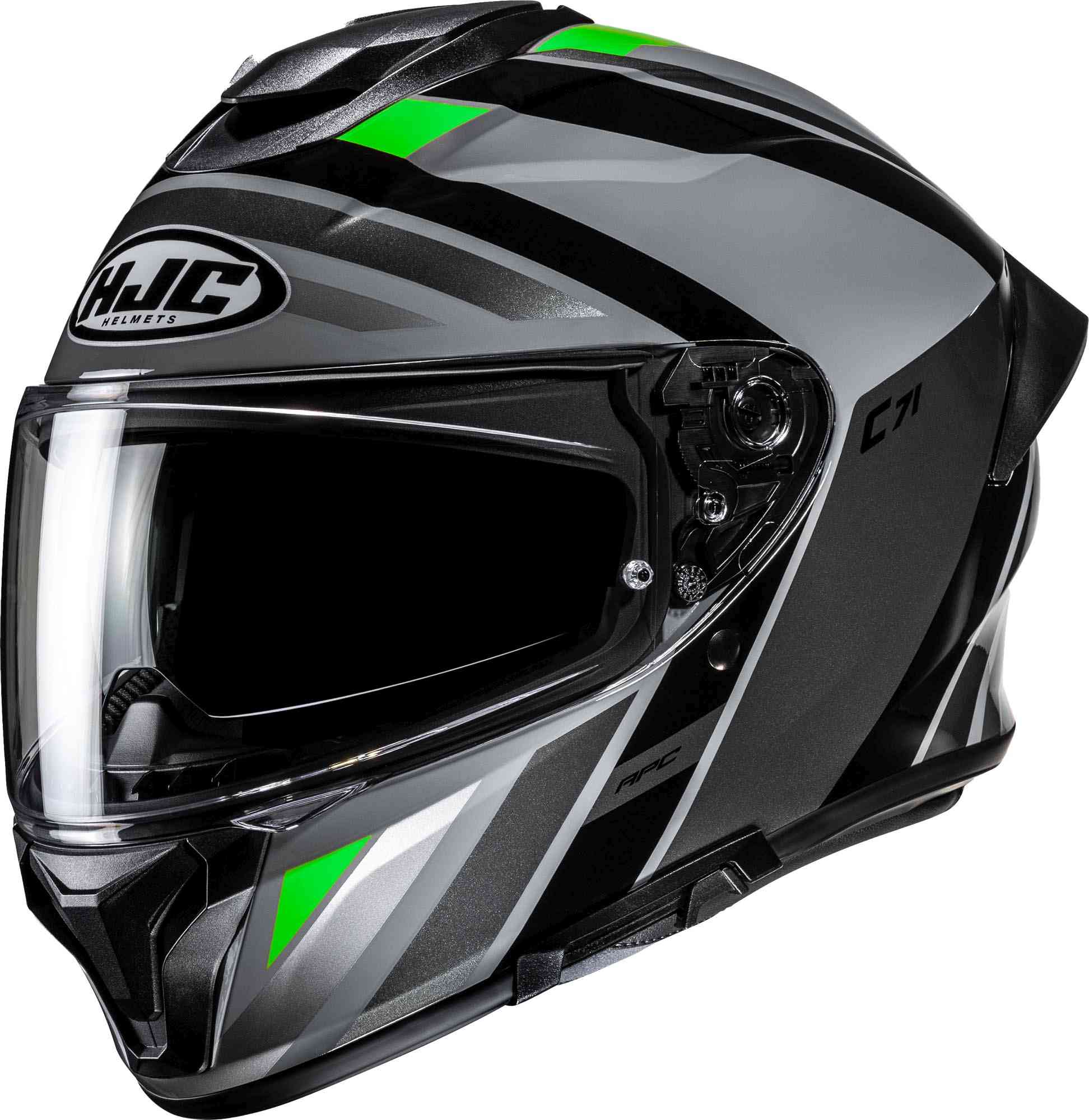 Hjc Men's Black Grey Green C71 Faber Helmet, Black-Grey-Green, Size M For