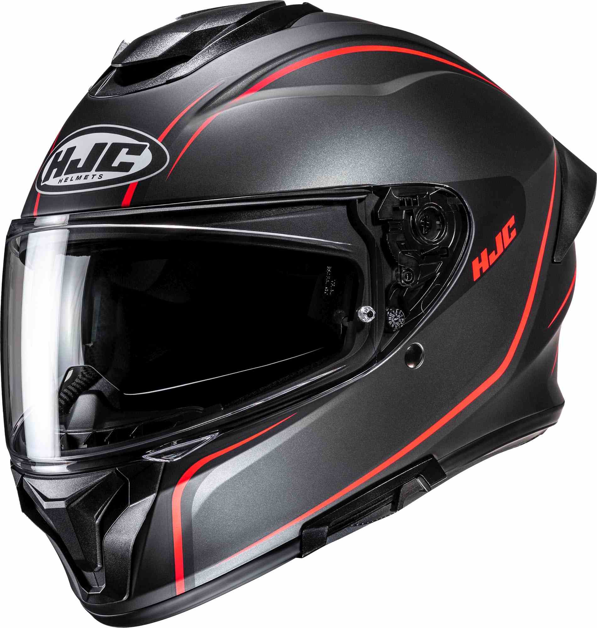 Hjc Men's Black Grey Red C71 Quez Helmet, Black-Grey-Red, Size L For