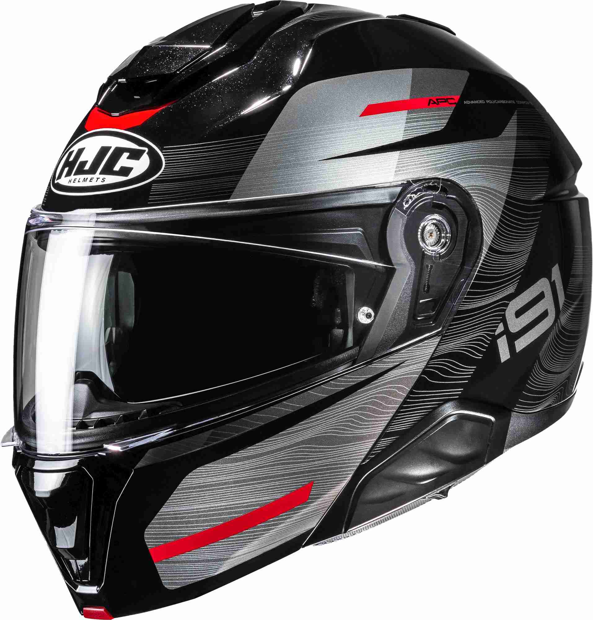 Hjc Men's Black Grey Red I91 Dusk Helmet, Black-Grey-Red, Size S For