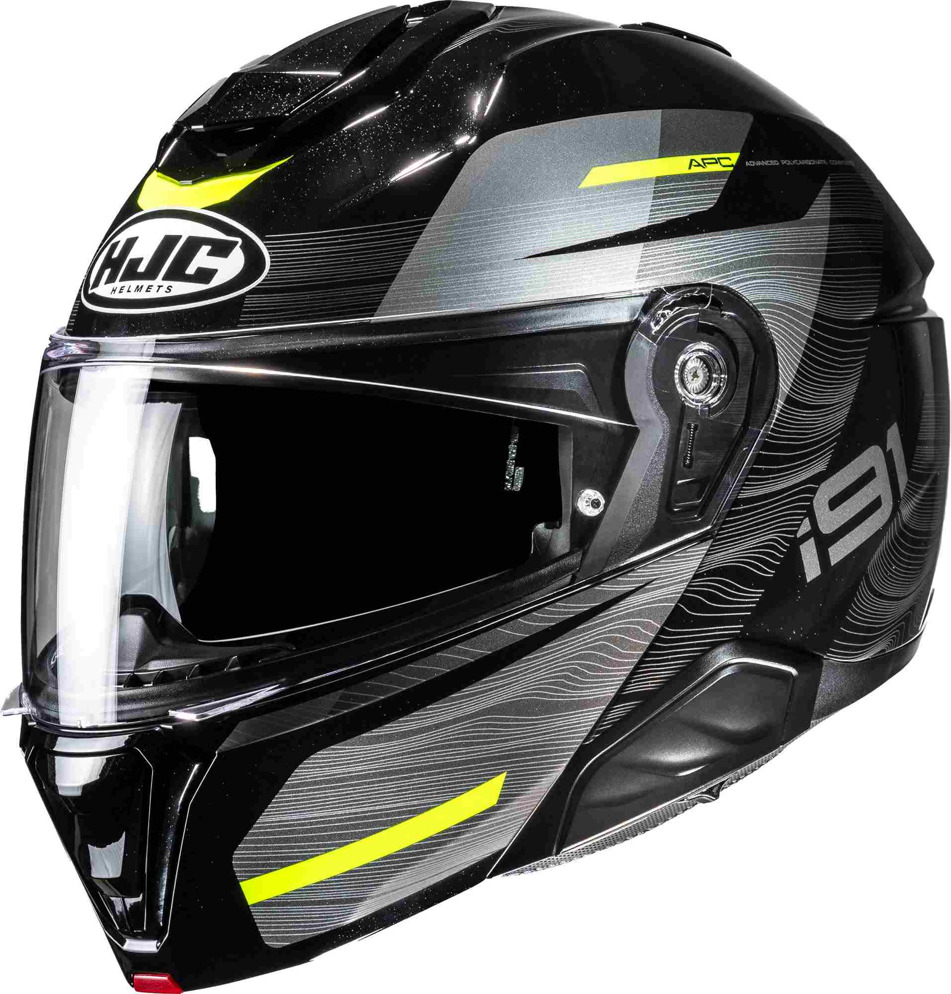 Hjc Men's Black Grey Yellow I91 Dusk Helmet, Black-Grey-Yellow, Size S For