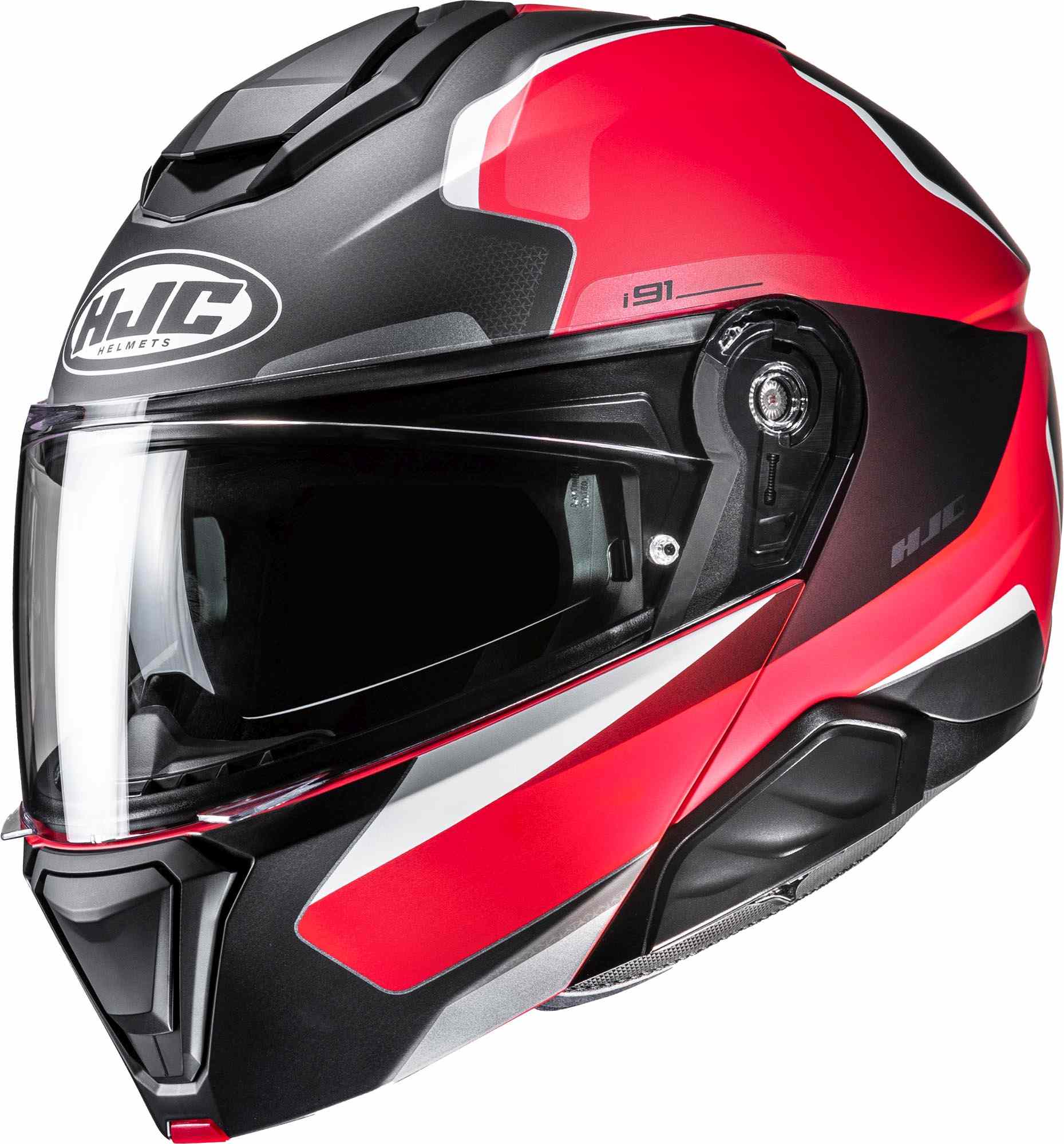 Hjc Men's Black White Red I91 Felio Helmet, Black-White-Red, Size L For