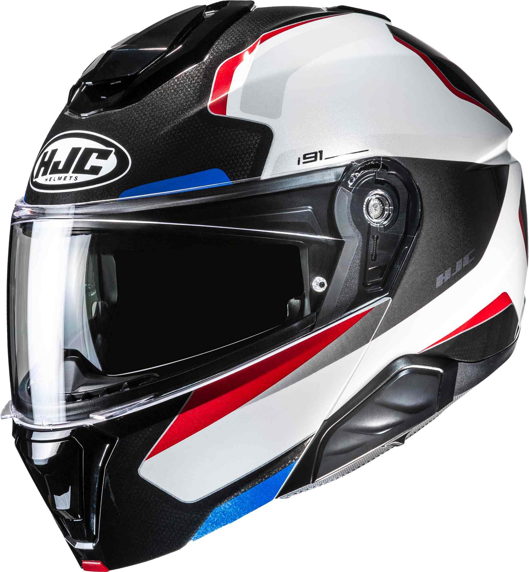 Hjc Men's Black White Red Blue I91 Felio Helmet, Black-White-Red-Blue, Size Xl For