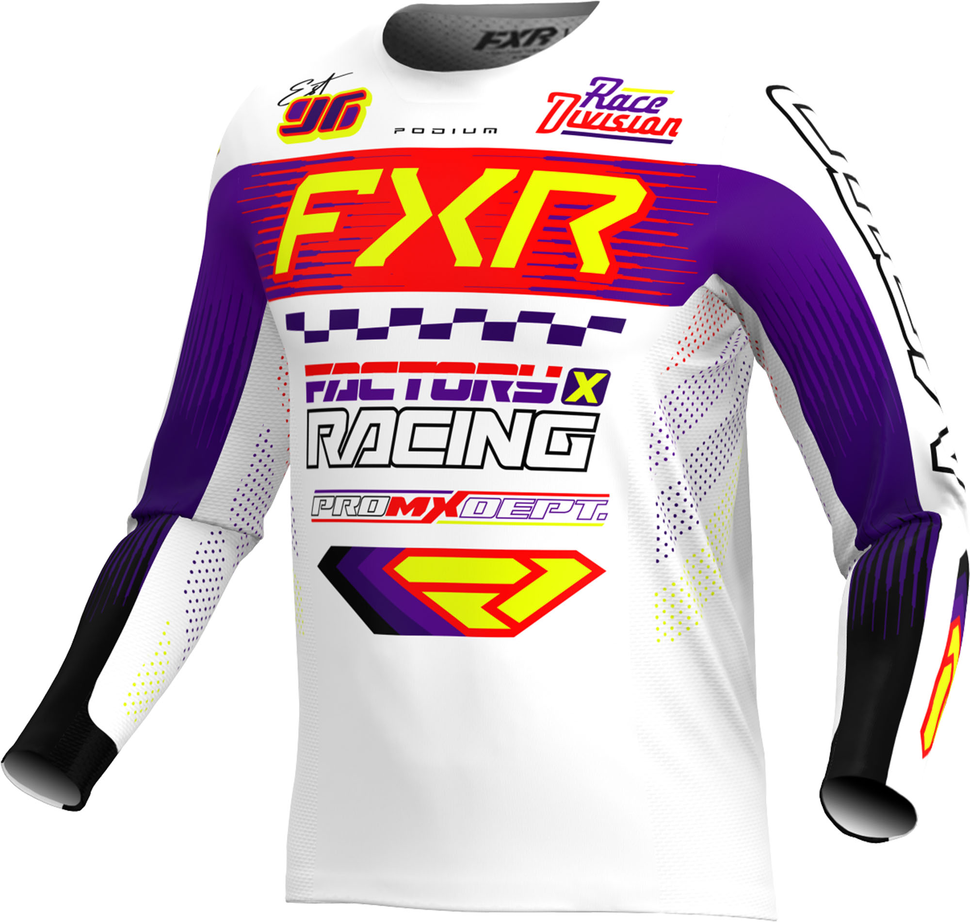 FXR Podium Gladiator Motocross Jersey, black-white-purple, Size M for Men