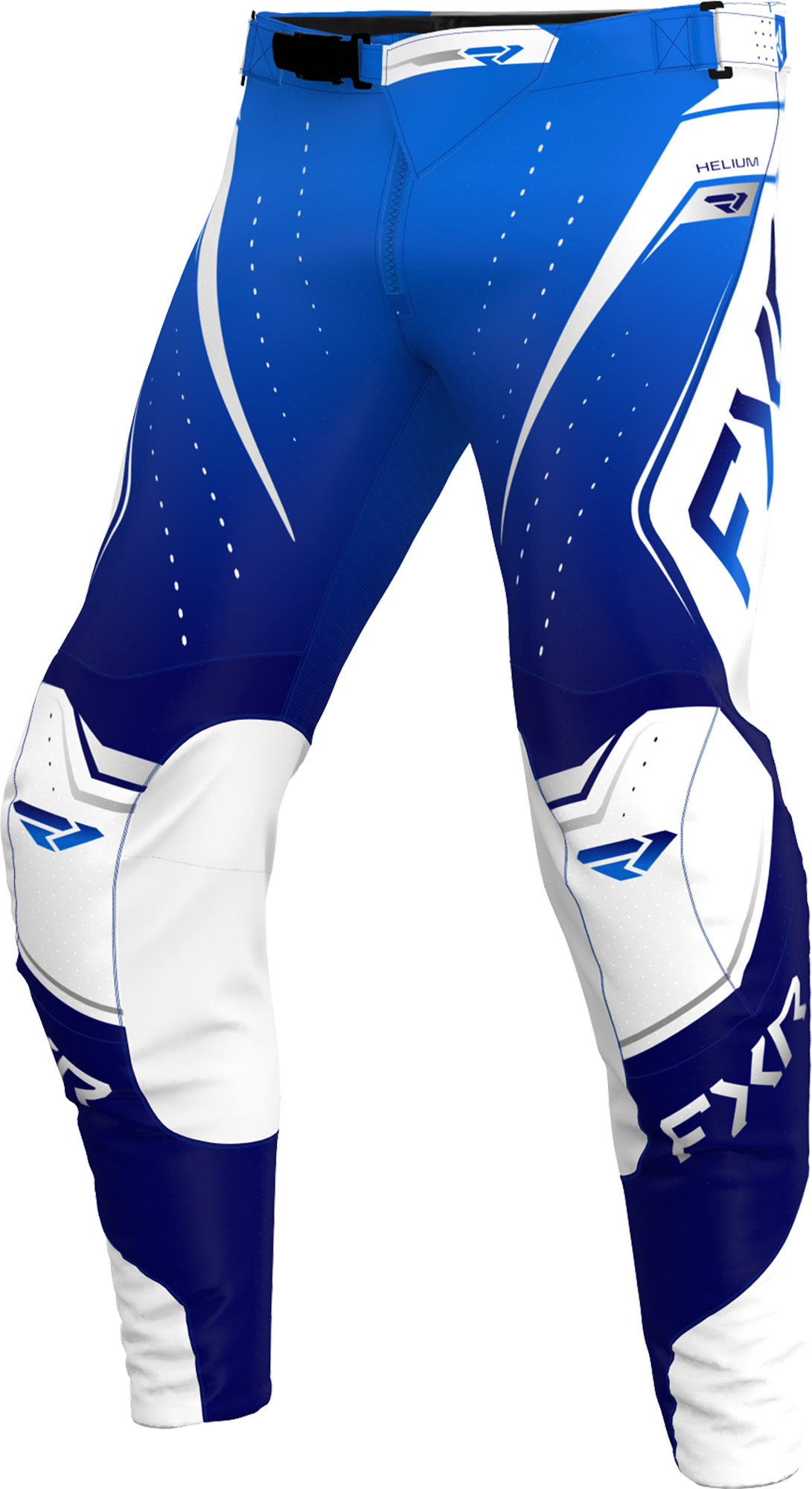 FXR Helium Edge Pantalons de motocross, blanc-bleu, taille 36 pour Hommes