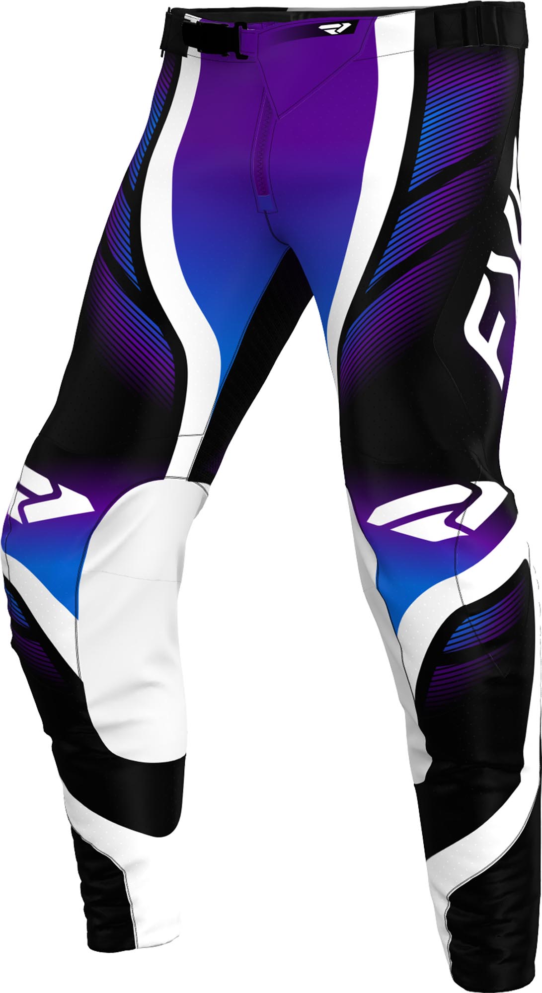 FXR Helium Infinity Pantalons de motocross, noir-bleu-pourpre, taille 38 pour Hommes