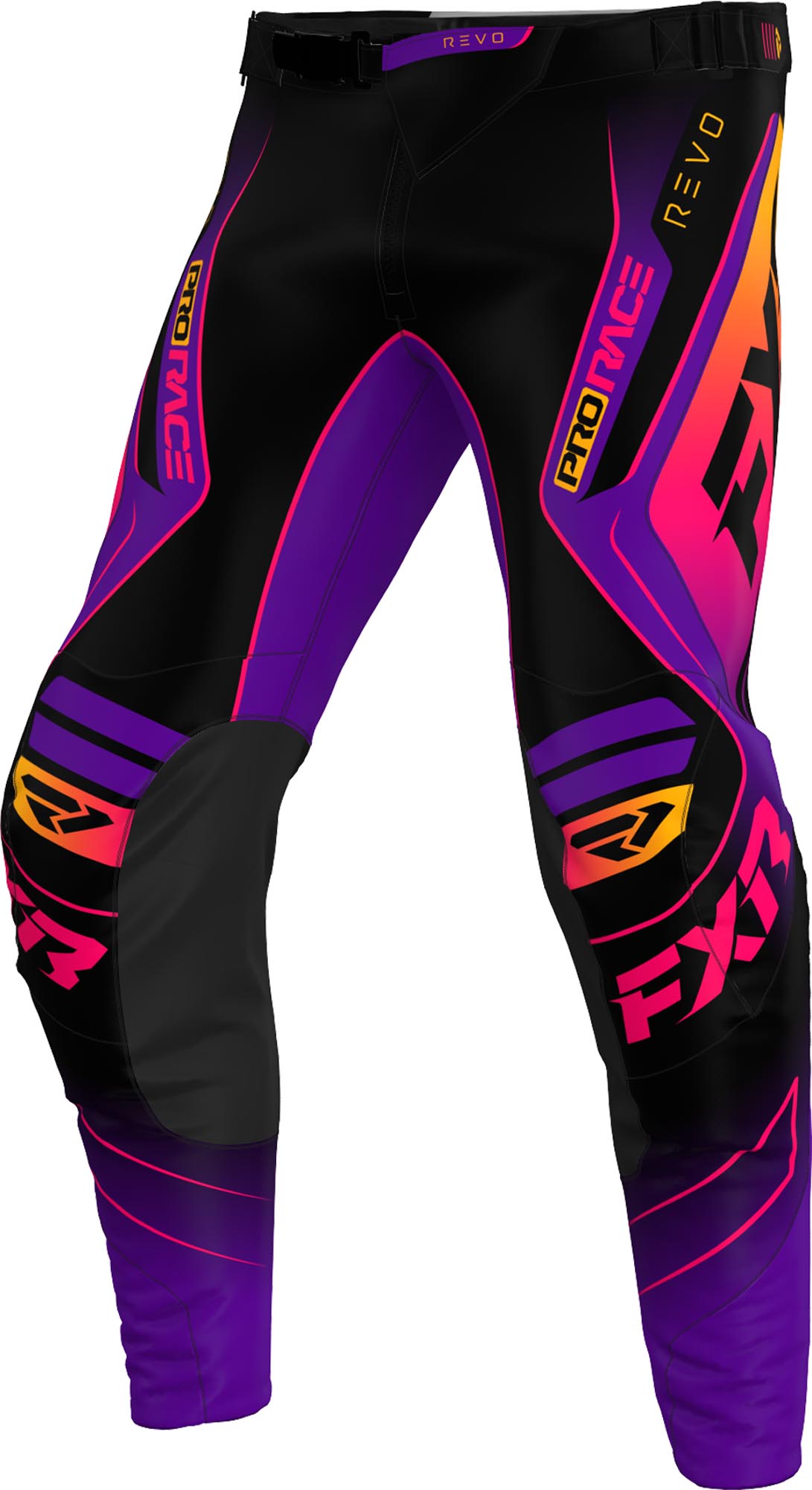 FXR Revo Alpha Pantalons de motocross, noir-pourpre, taille 30 pour Hommes