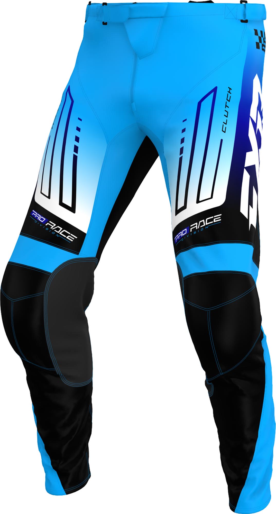 FXR Clutch Pantalons de motocross, noir-blanc-bleu, taille 38 pour Hommes