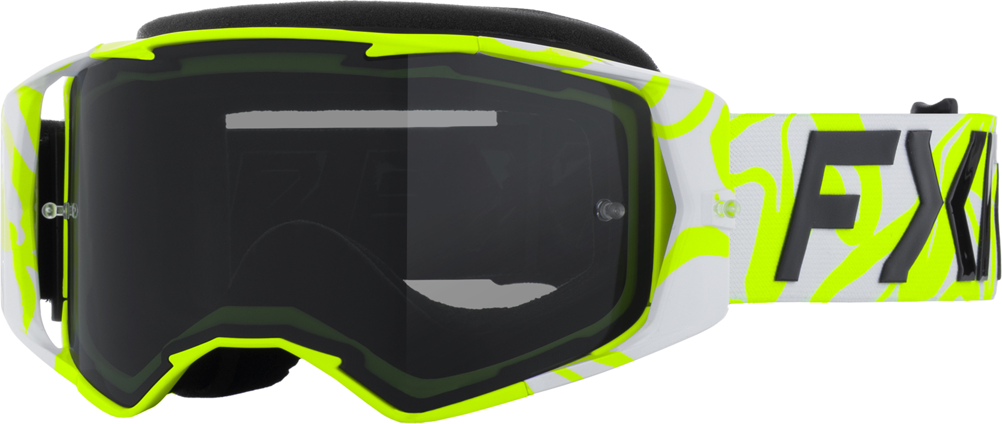 FXR Factory Ride Graphic Lunettes de motocross, blanc-jaune pour Hommes