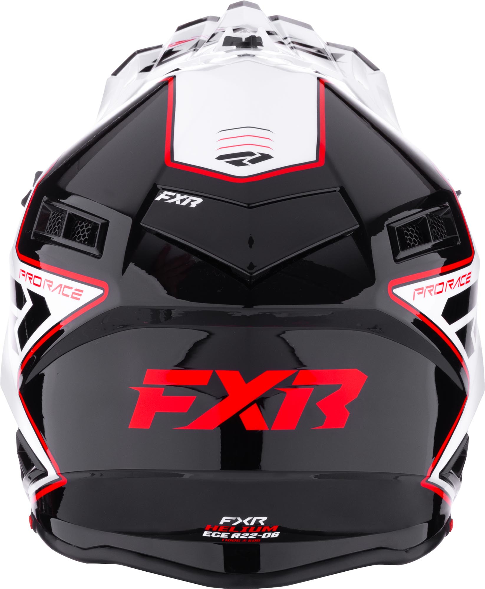 Side view of FXR Helium Logo Carbon Motocross Helmet, black-white-red, Size XS for Men