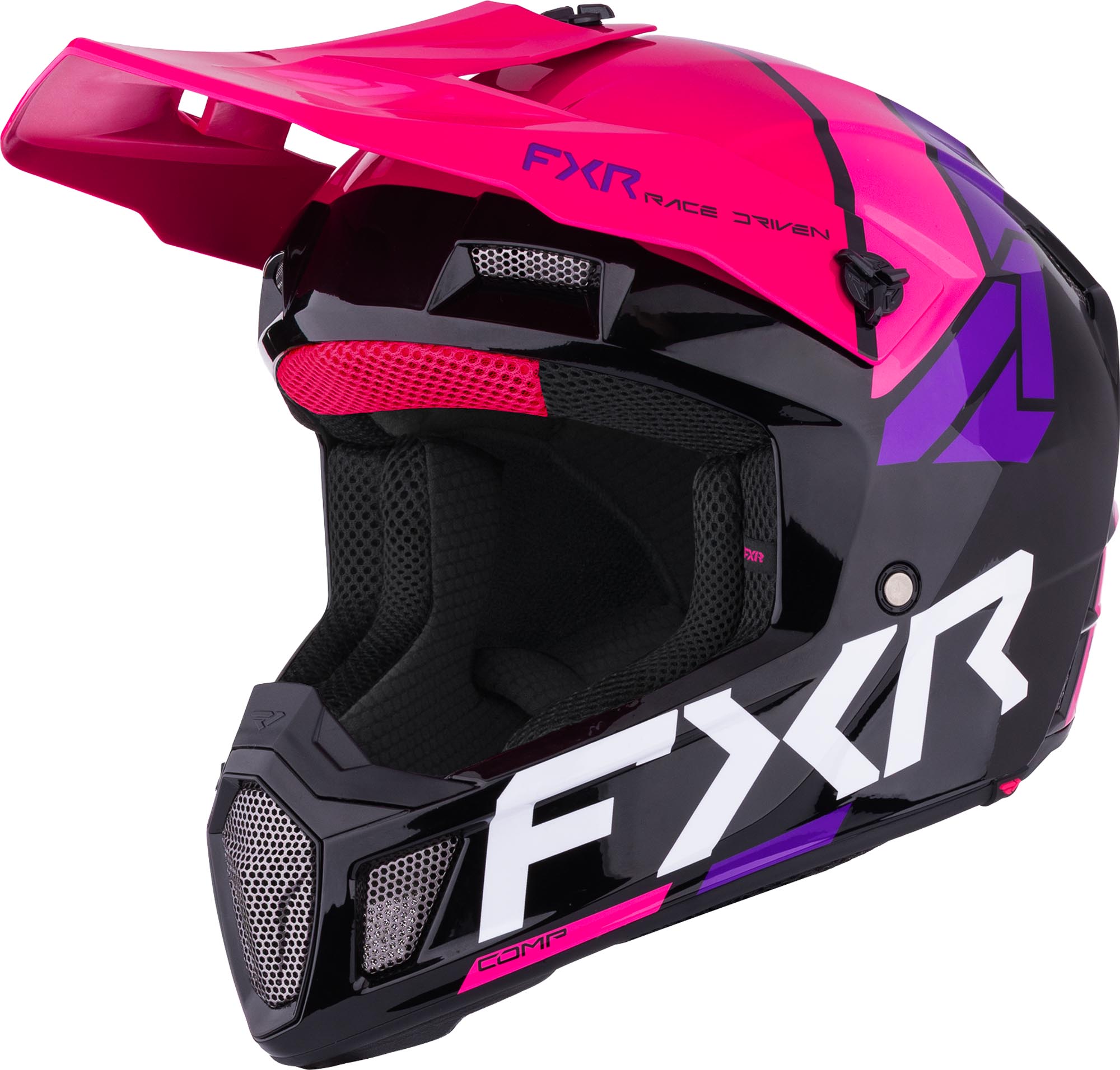 FXR Clutch Comp Casque de motocross, noir-rose, taille L pour Hommes