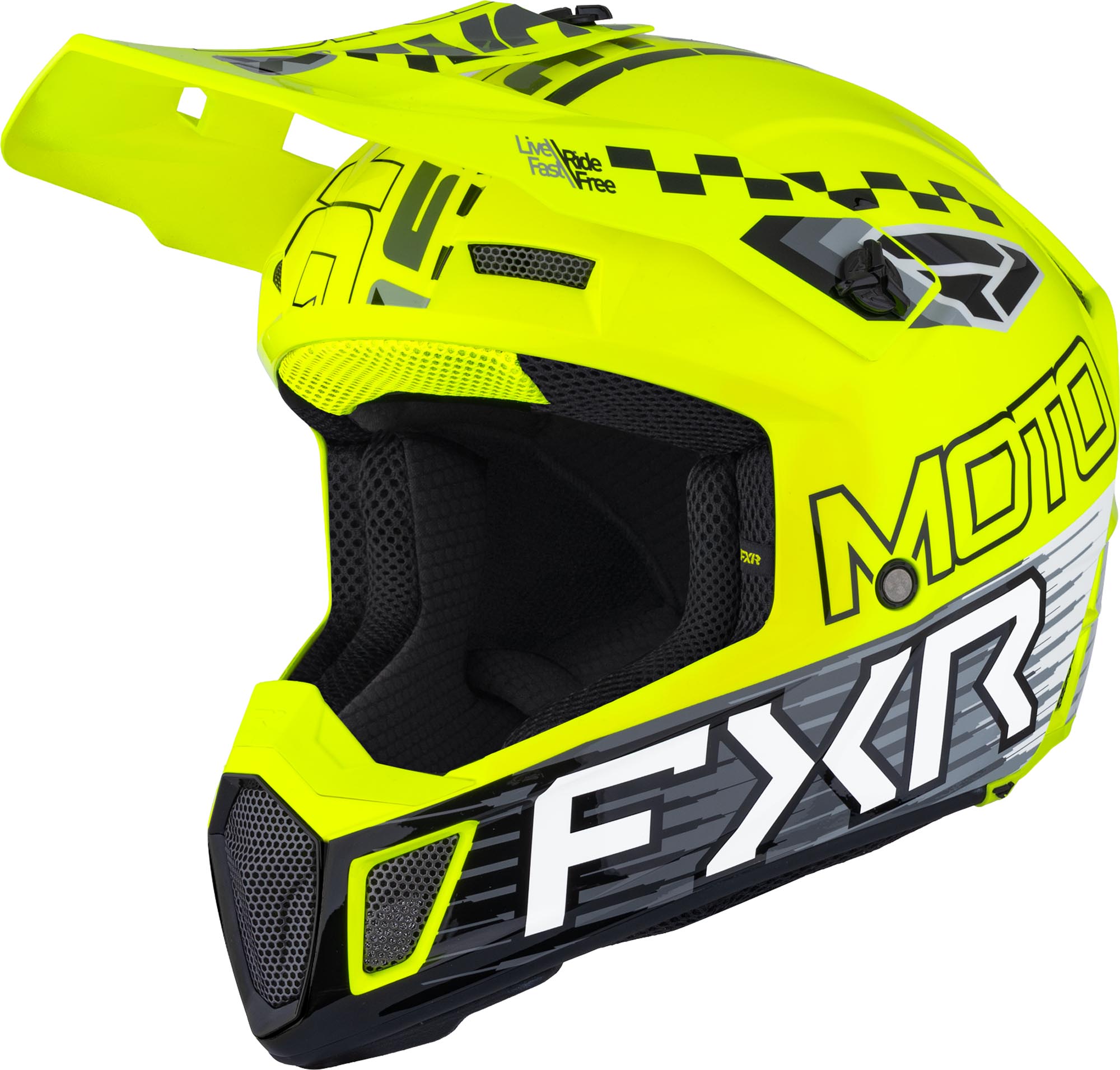 FXR Clutch Race Div Casque de motocross, noir-blanc-jaune, taille XL pour Hommes