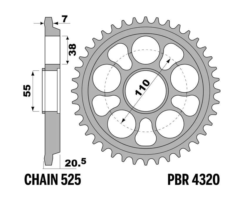 PBR Kettenrad Aluminium Verstärkt - 525