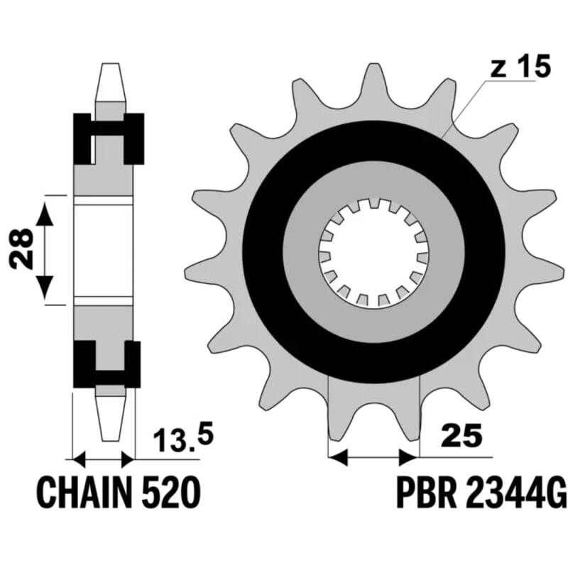 PBR Pignon acier anti-bruit - 520