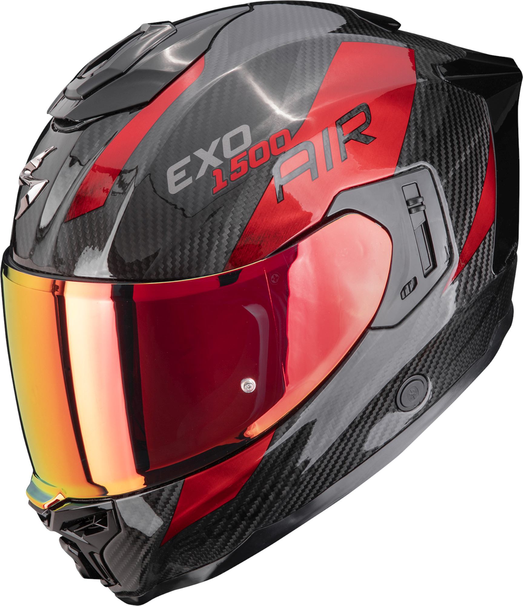 Scorpion Exo-1500 Carbon Air Platted Full-Face Helmet, Black-Red, Size L For Men