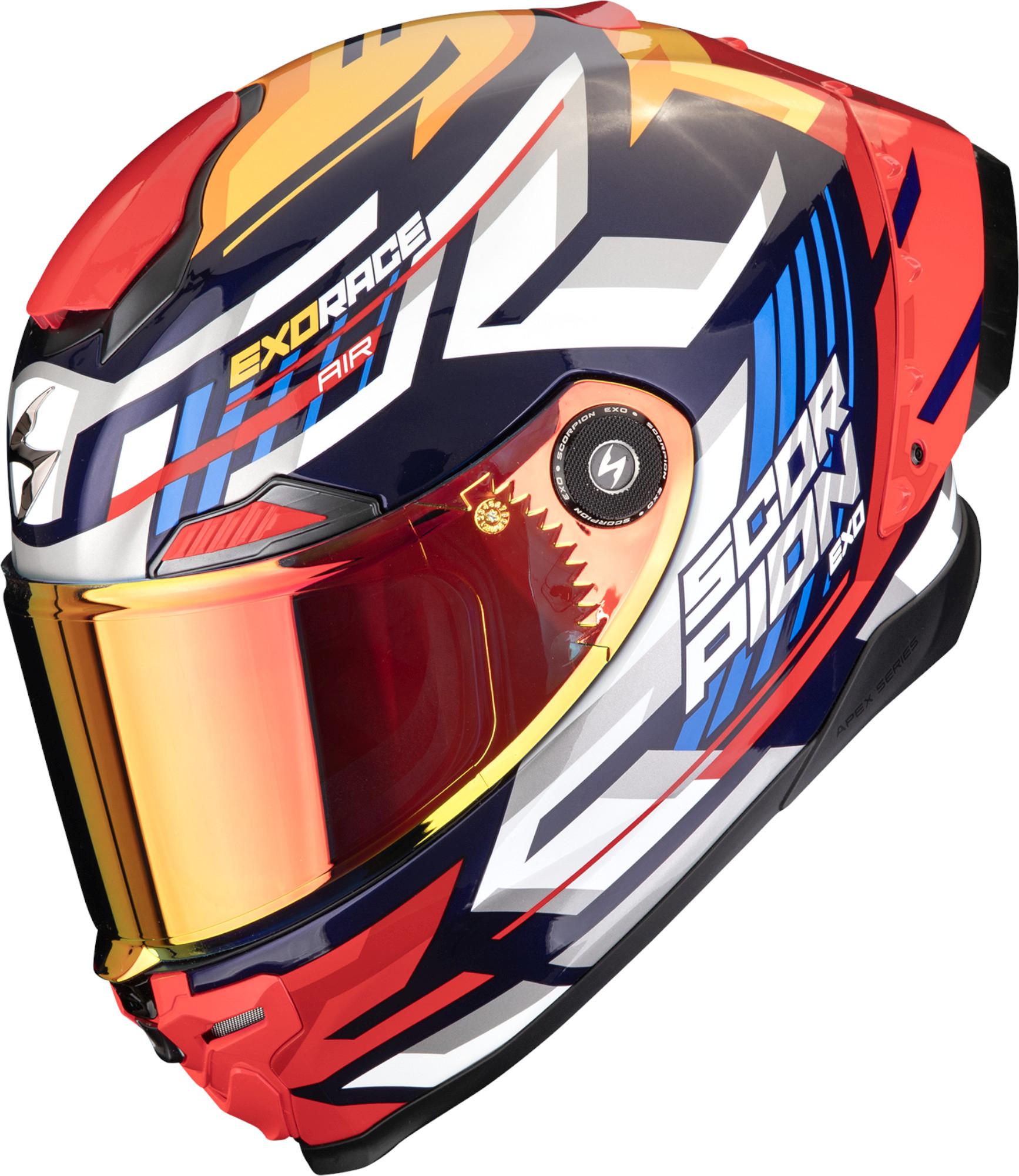 Scorpion Exo-Race Air Kobra Helmet, White-Red-Blue, Size Xs For Men